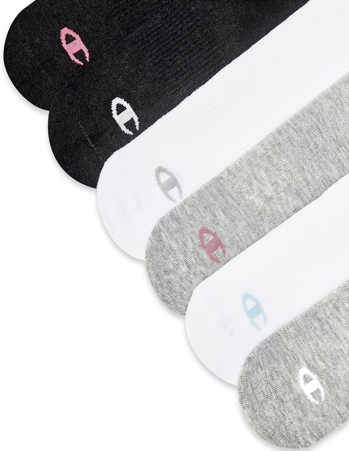 image:imageChampion Womens Low Cut Beathable MoistureWicking Athletic Socks 6PackMulti Toe Logo
