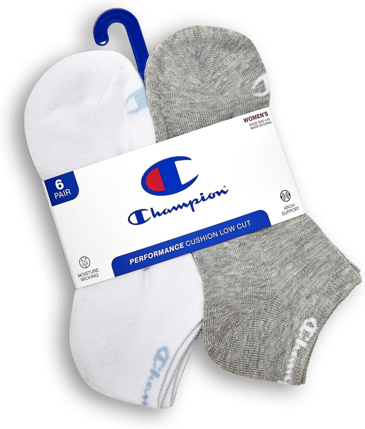 image:imageChampion Womens Low Cut Beathable MoistureWicking Athletic Socks 6PackMulti Toe Logo