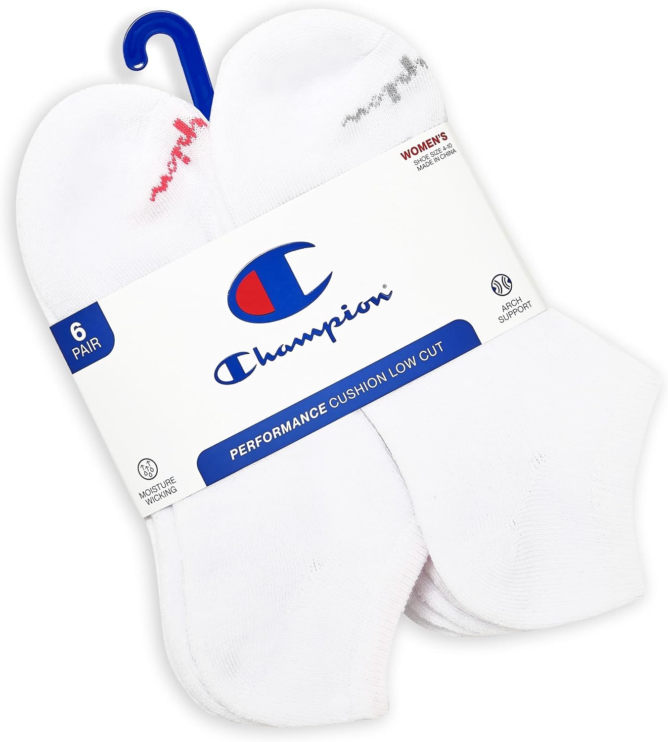 image:imageChampion Womens Low Cut Beathable MoistureWicking Athletic Socks 6PackWhite Toe Logo