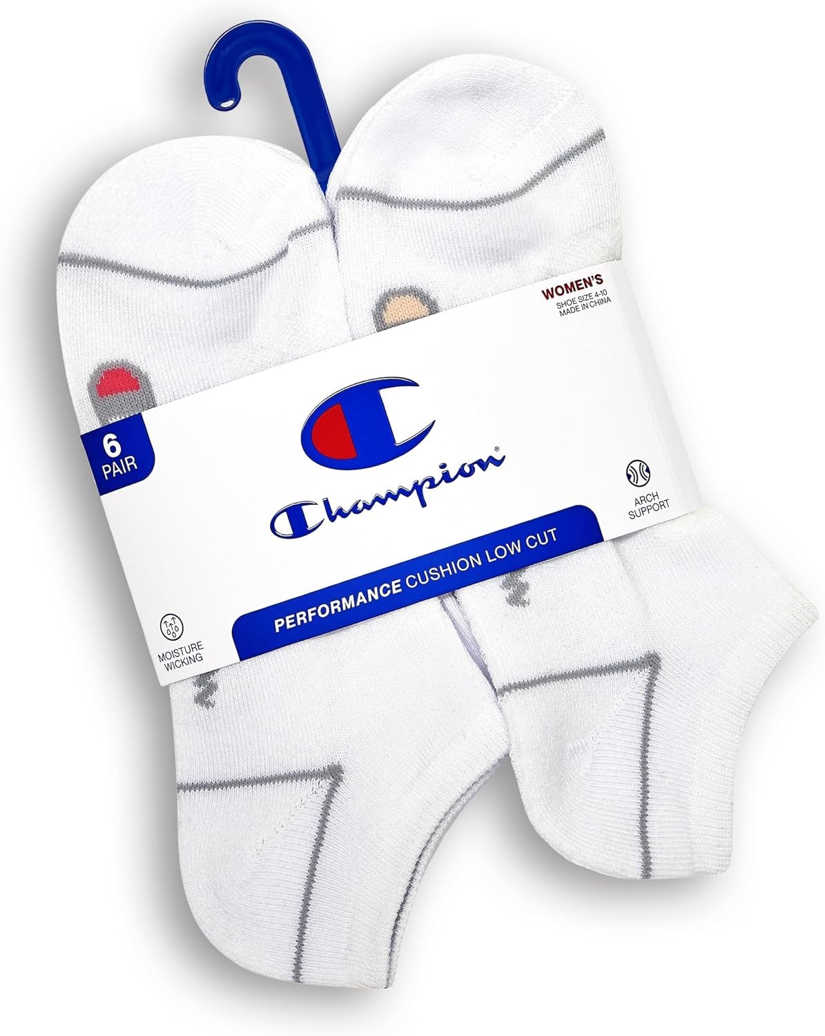 image:imageChampion Womens Low Cut Beathable MoistureWicking Athletic Socks 6PackWhite Heel Toe