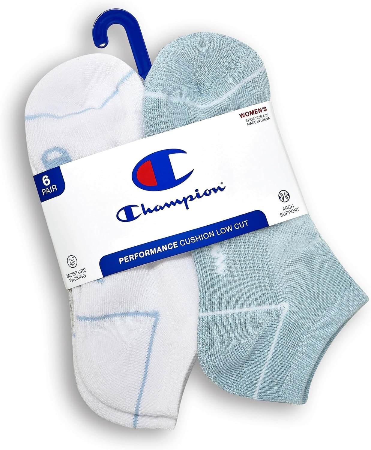 image:imageChampion Womens Low Cut Beathable MoistureWicking Athletic Socks 6PackWhiteBlue Assorted