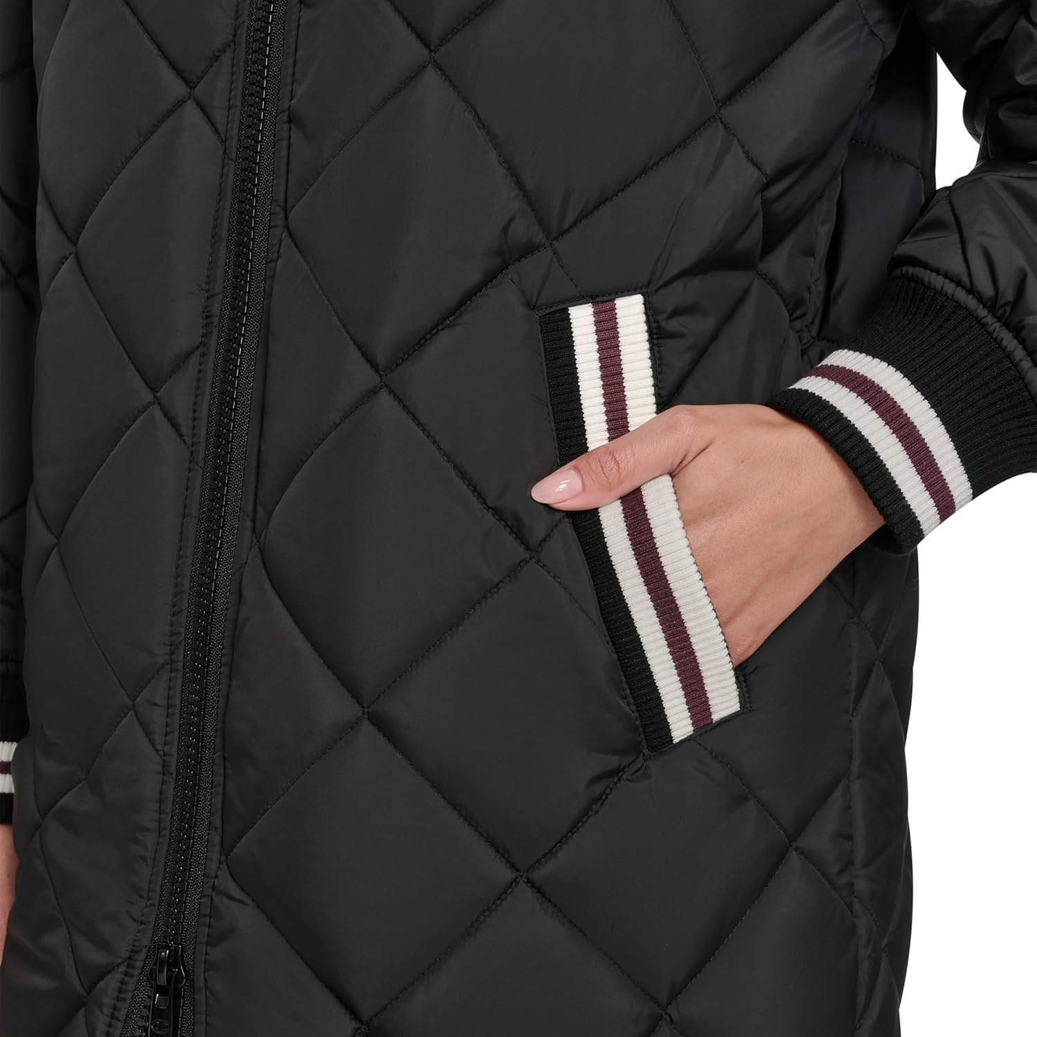 image:imageChampion Womens Midlength Diamond Quilted Shawl Collar JacketBlack