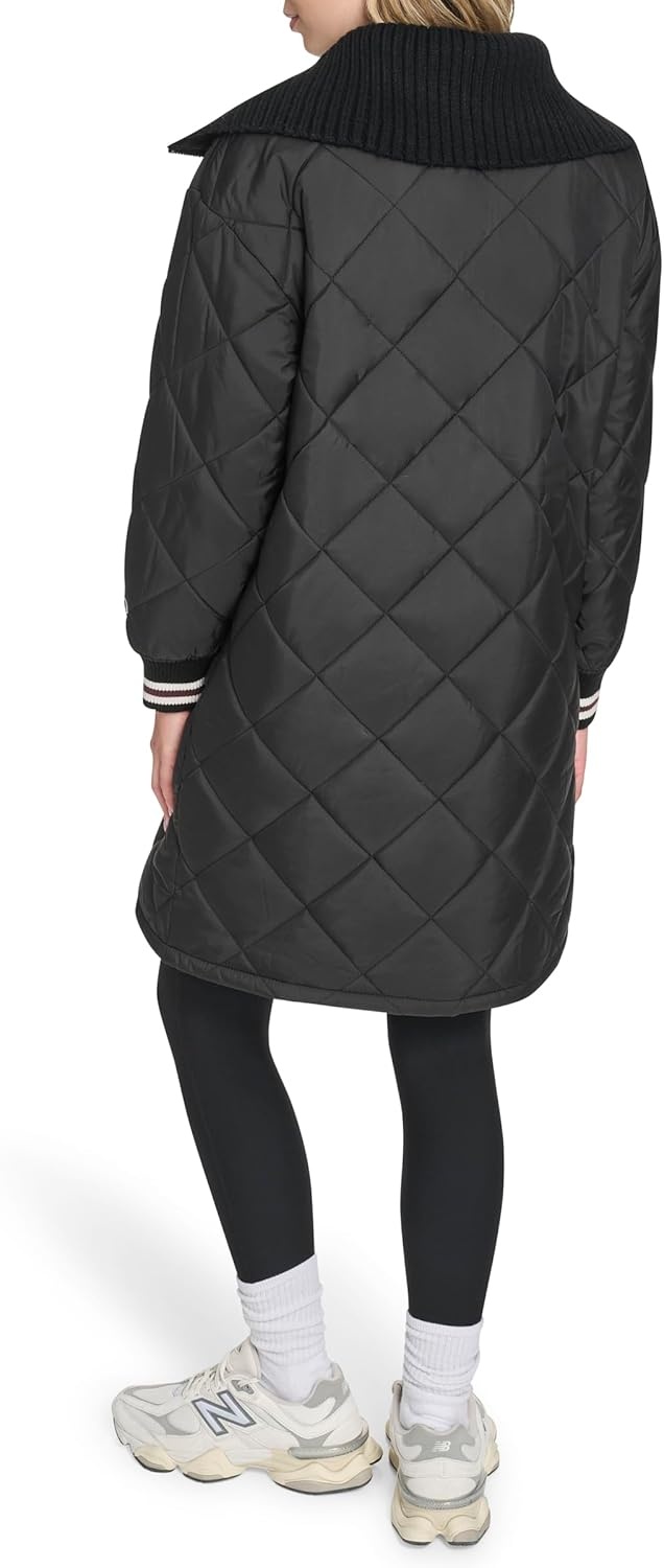 image:imageChampion Womens Midlength Diamond Quilted Shawl Collar JacketBlack