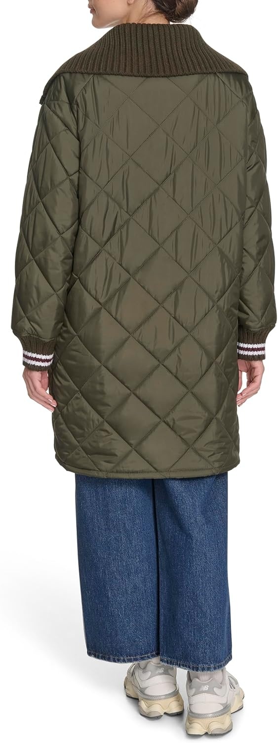 image:imageChampion Womens Midlength Diamond Quilted Shawl Collar JacketOlive