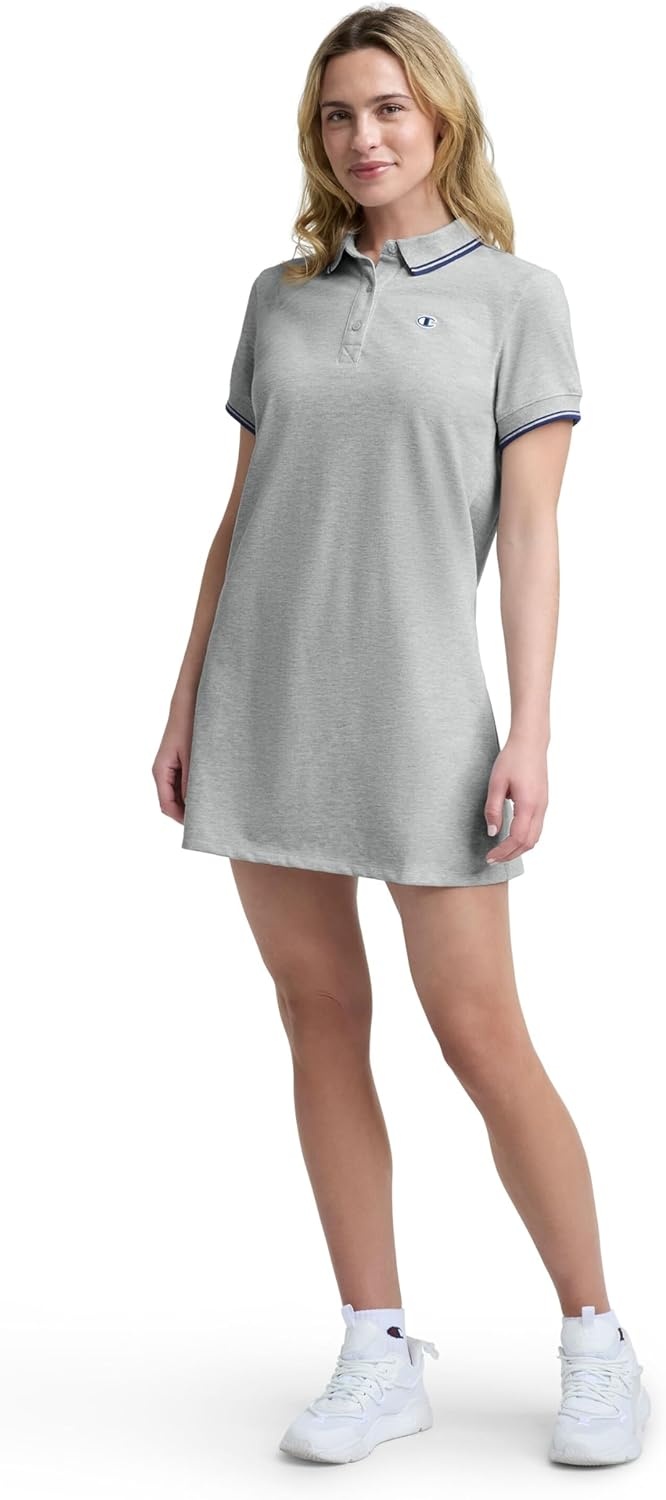 image:imageChampion Womens Off the Court Short Sleeve 345 Polo Dress Standard FitOxford Gray Heather