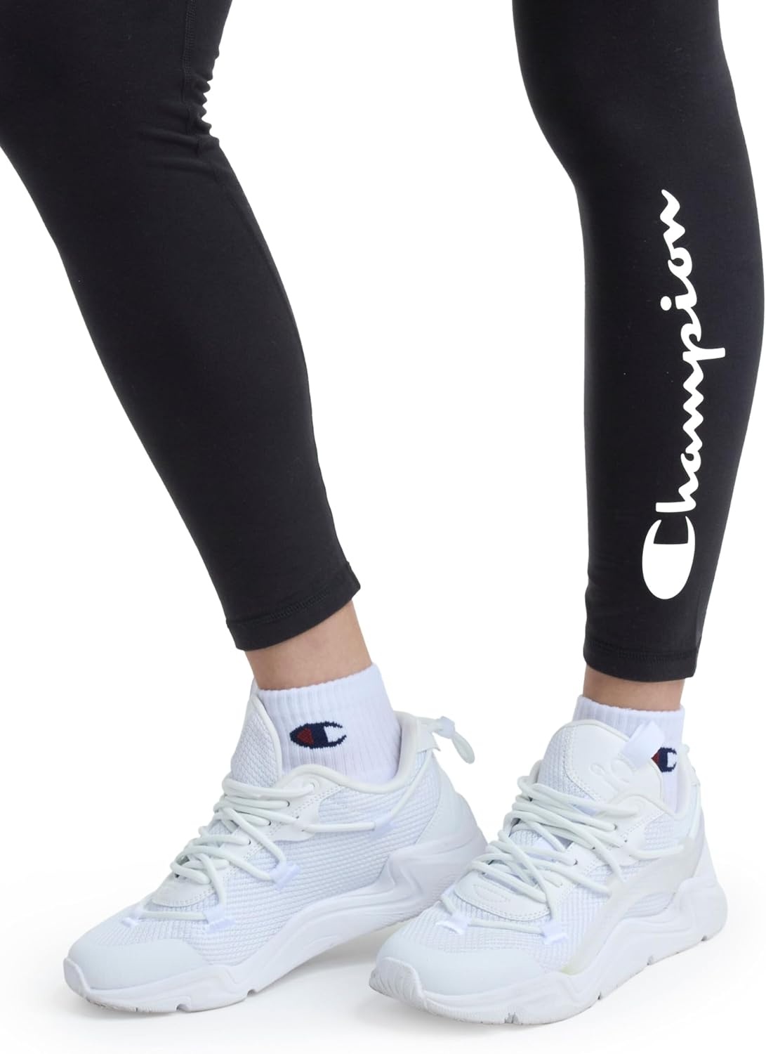 image:imageChampion Womens Performance Script Drawcord 78 Leggings FittedBlack Script Logo