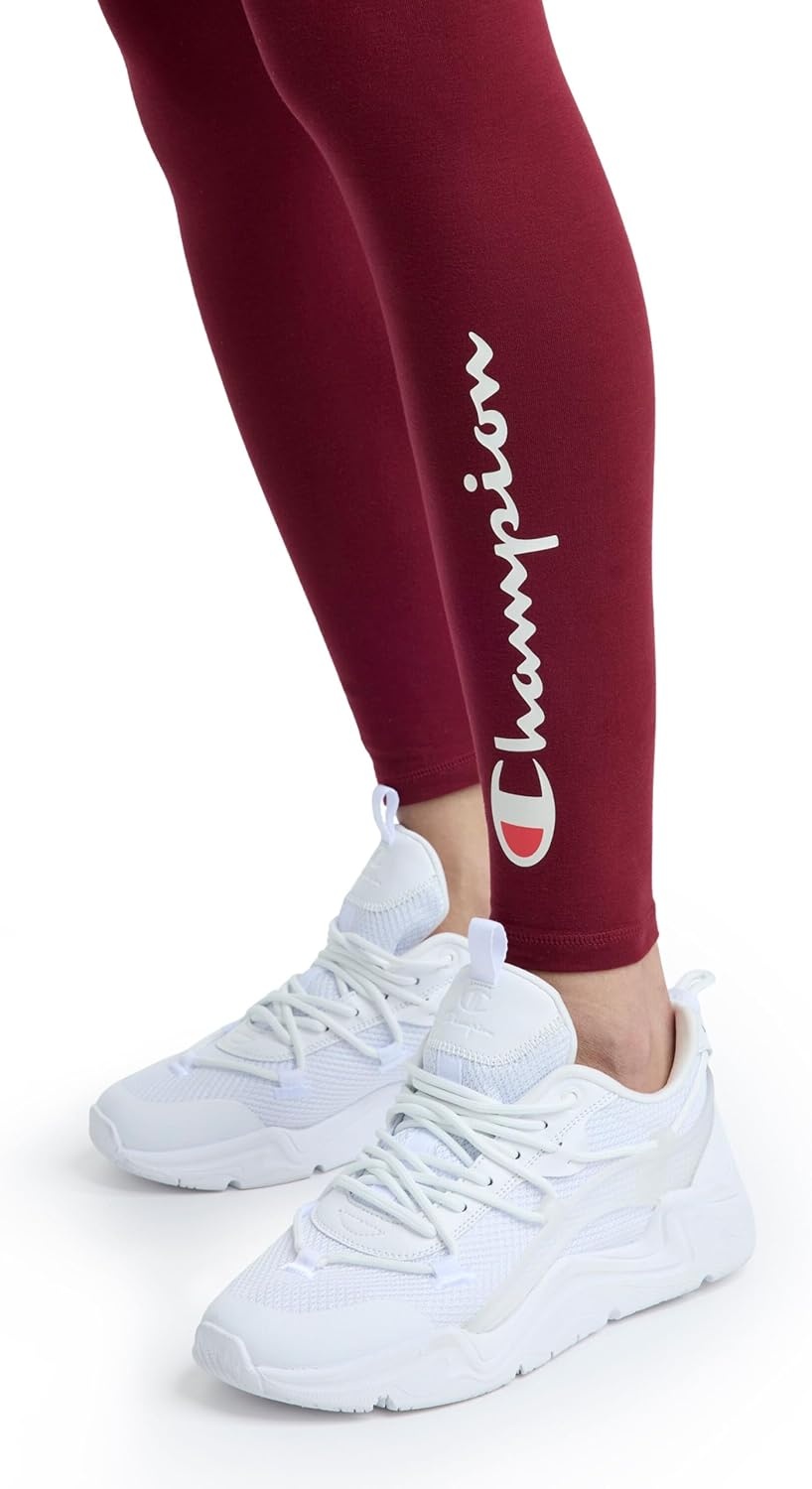 image:imageChampion Womens Performance Script Drawcord 78 Leggings FittedPomegranate Script Logo