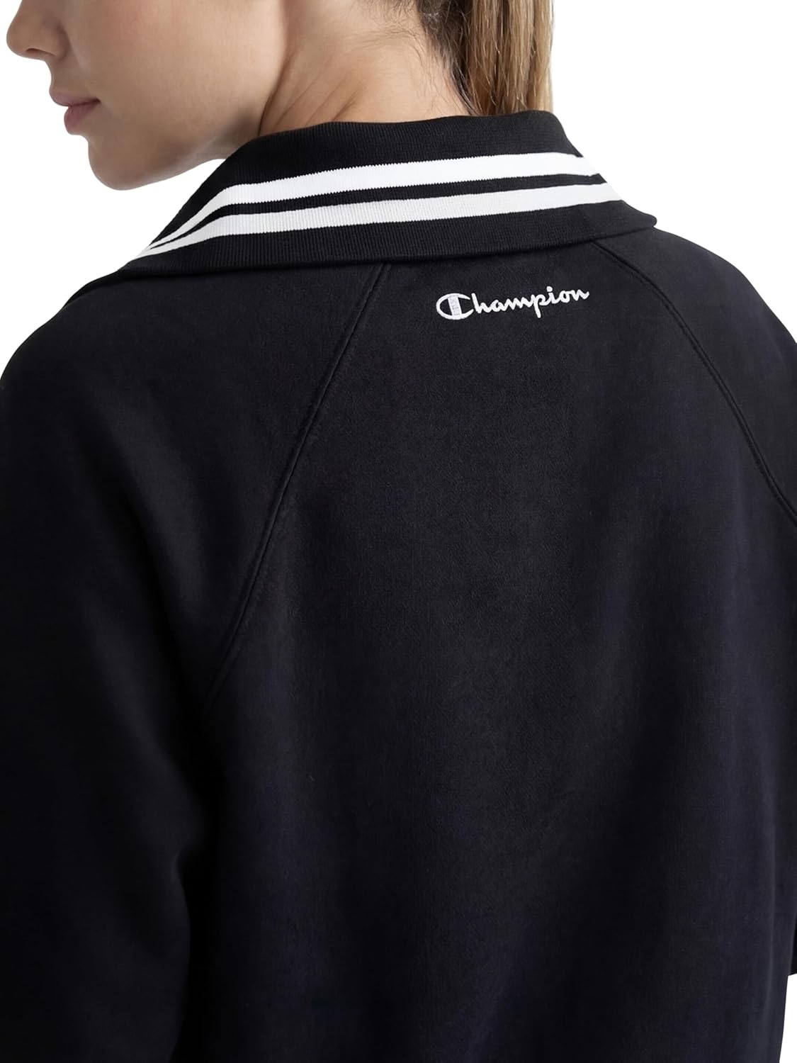 image:imageChampion Womens Pitcher Fullzip Mock Neck Track Jacket Standard Fit French TerryBlack