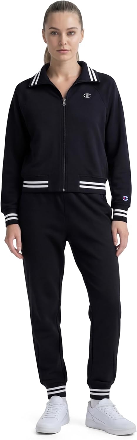 image:imageChampion Womens Pitcher Fullzip Mock Neck Track Jacket Standard Fit French TerryBlack