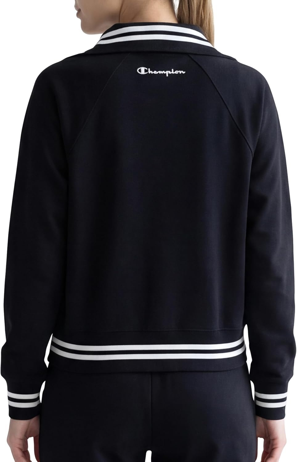 image:imageChampion Womens Pitcher Fullzip Mock Neck Track Jacket Standard Fit French TerryBlack