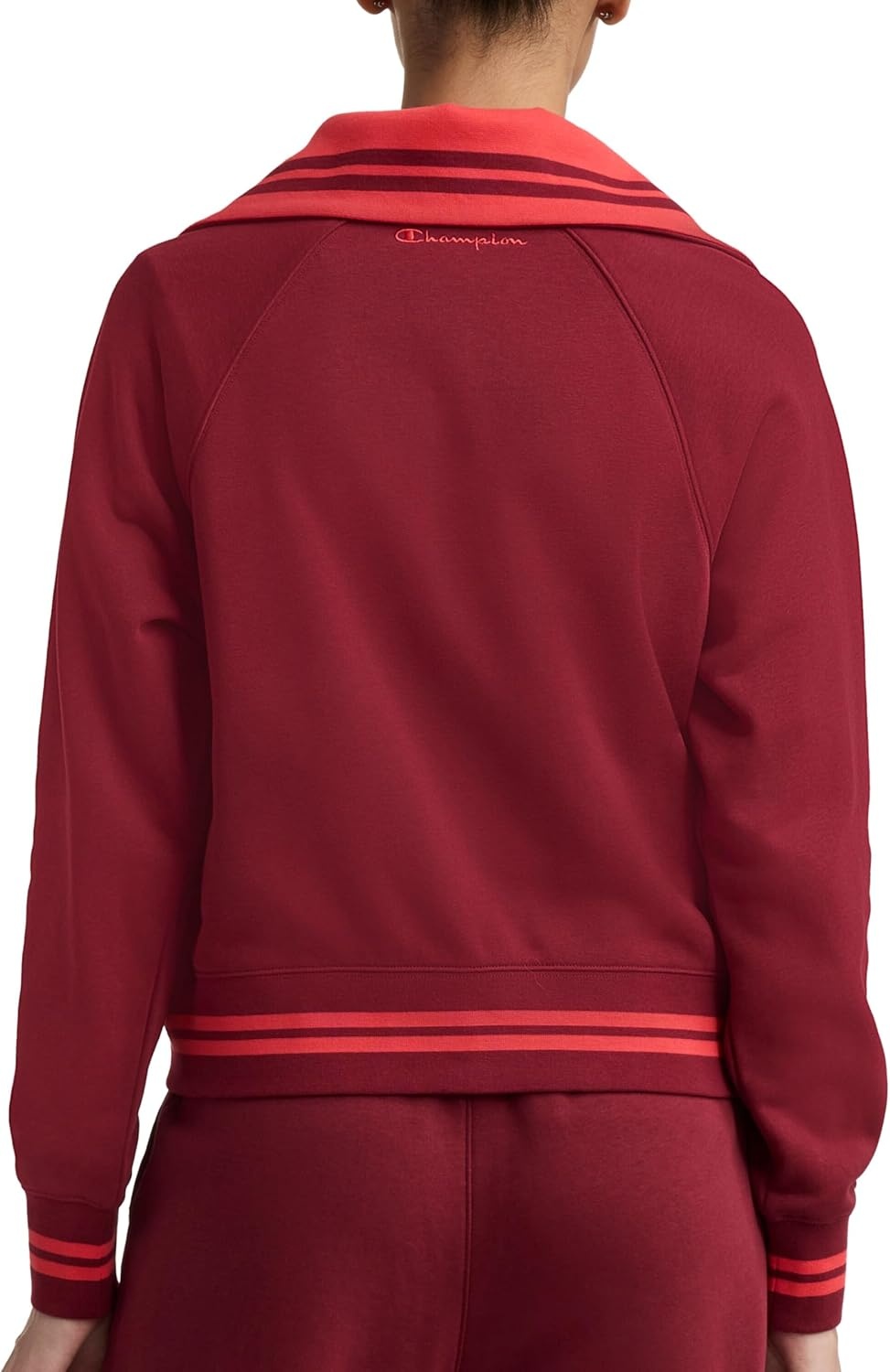 image:imageChampion Womens Pitcher Fullzip Mock Neck Track Jacket Standard Fit French TerryPomegranate