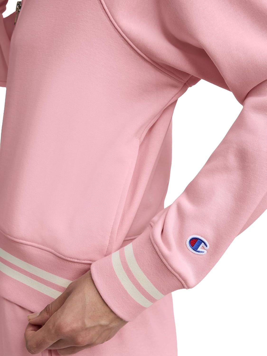 image:imageChampion Womens Pitcher Fullzip Mock Neck Track Jacket Standard Fit French TerryRose Shadow
