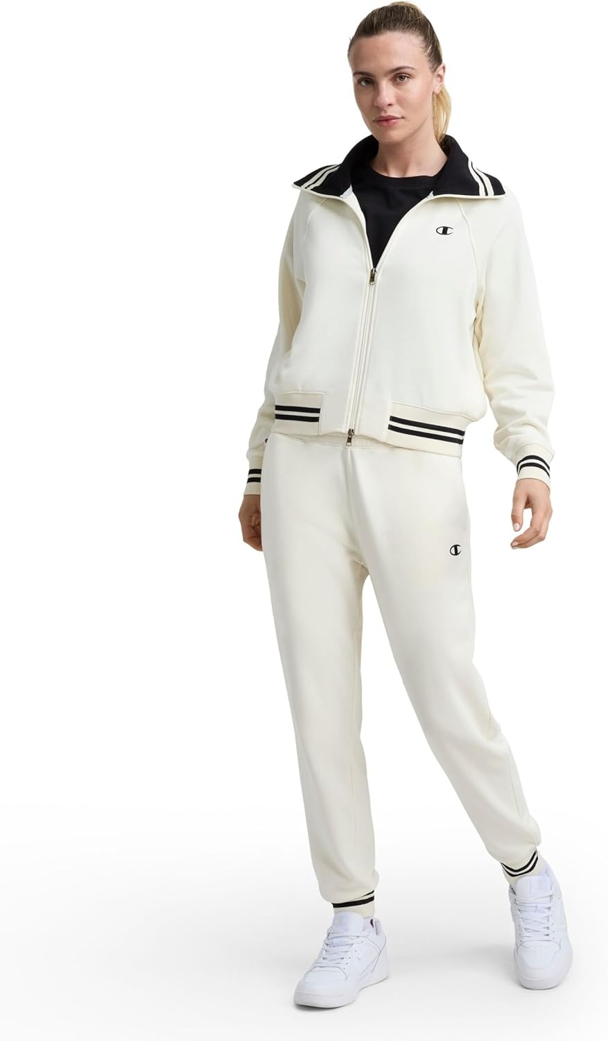 image:imageChampion Womens Pitcher Fullzip Mock Neck Track Jacket Standard Fit French TerryUnbleached Cotton