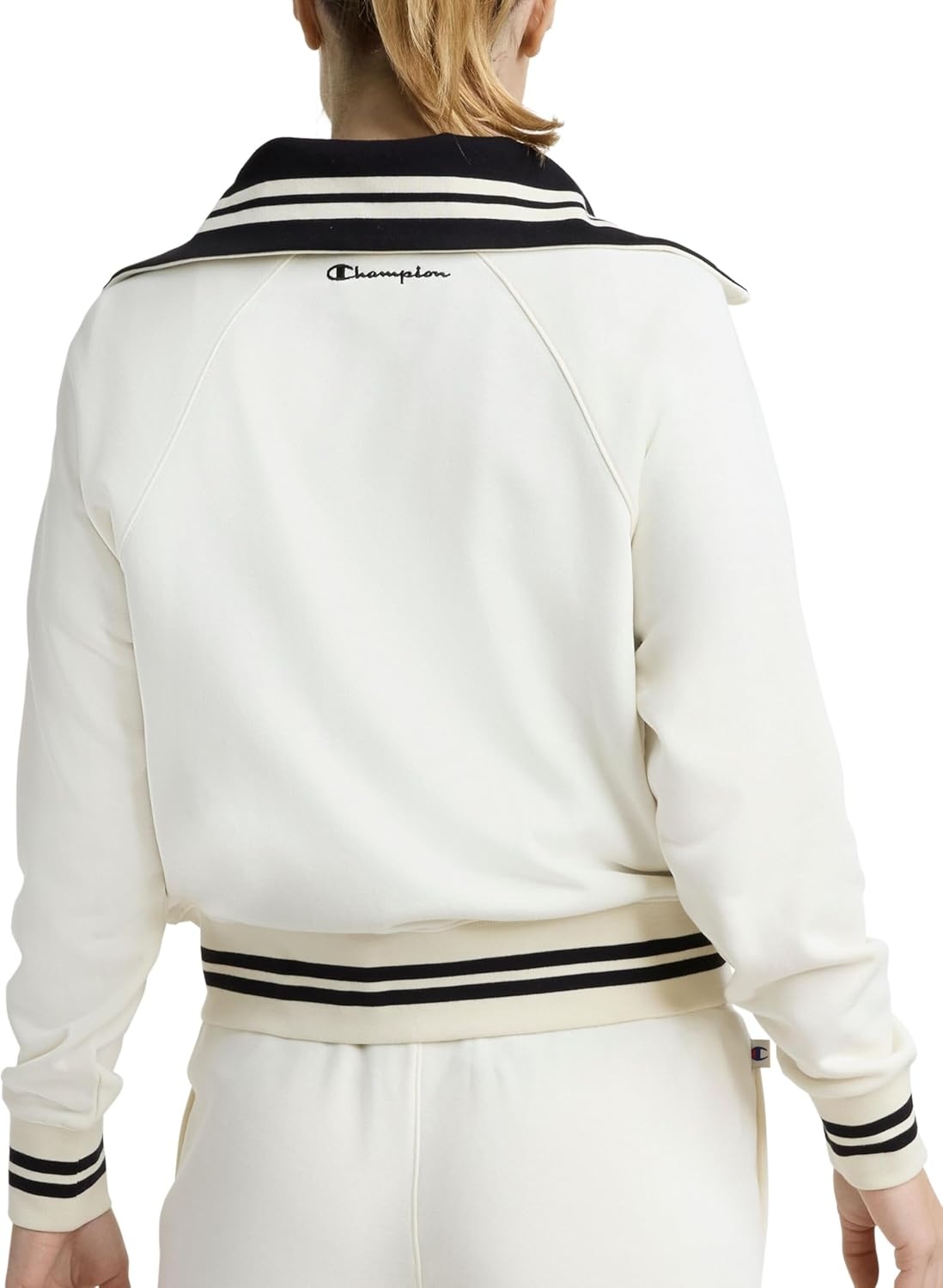 image:imageChampion Womens Pitcher Fullzip Mock Neck Track Jacket Standard Fit French TerryUnbleached Cotton