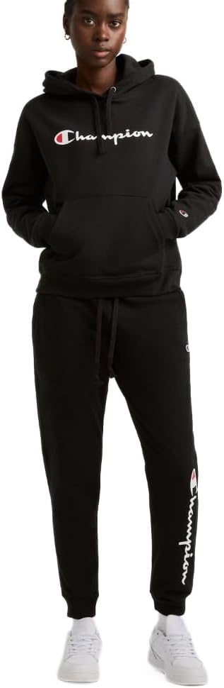 image:imageChampion Womens Pullover Fleece Hoodie Loose Fit Midweight Script Logo Available in Regular and PlusBlack Classic Script Logo