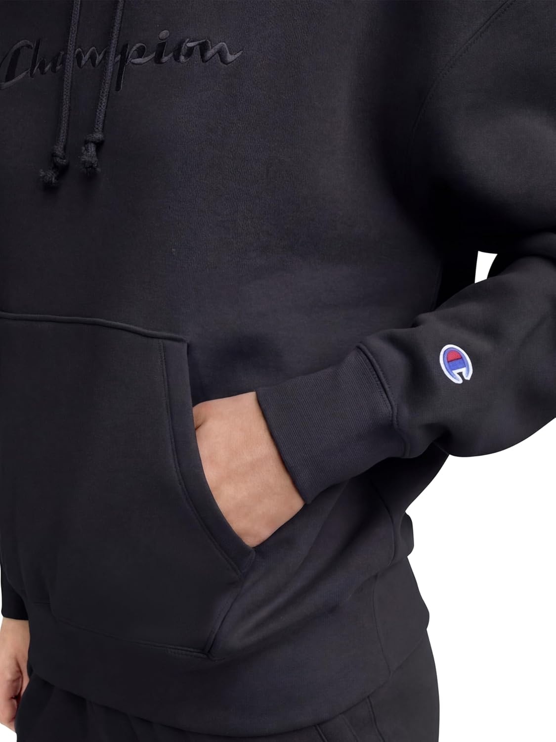 image:imageChampion Womens Pullover Fleece Hoodie Loose Fit Midweight Script Logo Available in Regular and PlusBlack Embroidered Script Logo