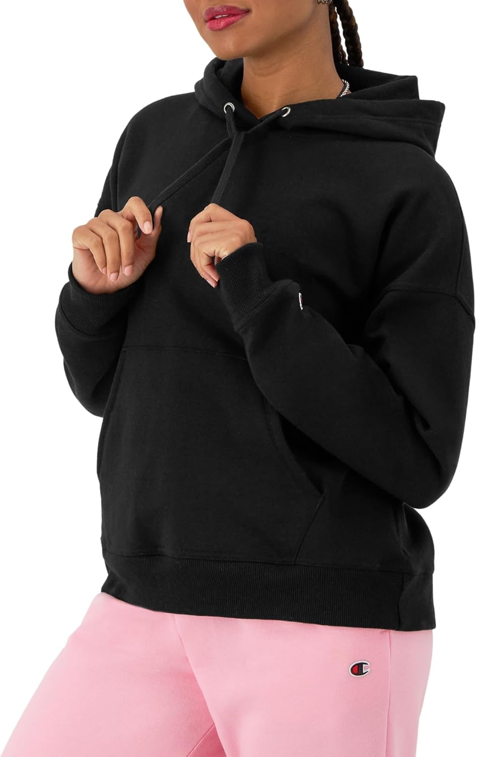 image:imageChampion Womens Pullover Fleece Hoodie Loose Fit Midweight Script Logo Available in Regular and PlusBlack