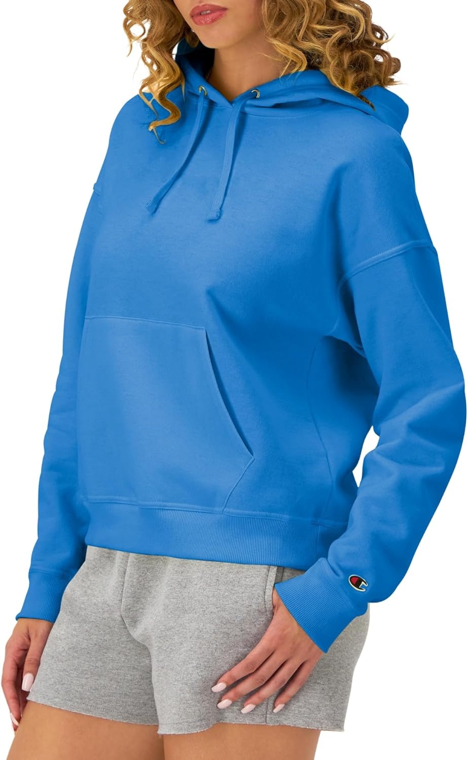 image:imageChampion Womens Pullover Fleece Hoodie Loose Fit Midweight Script Logo Available in Regular and PlusBlue Jay