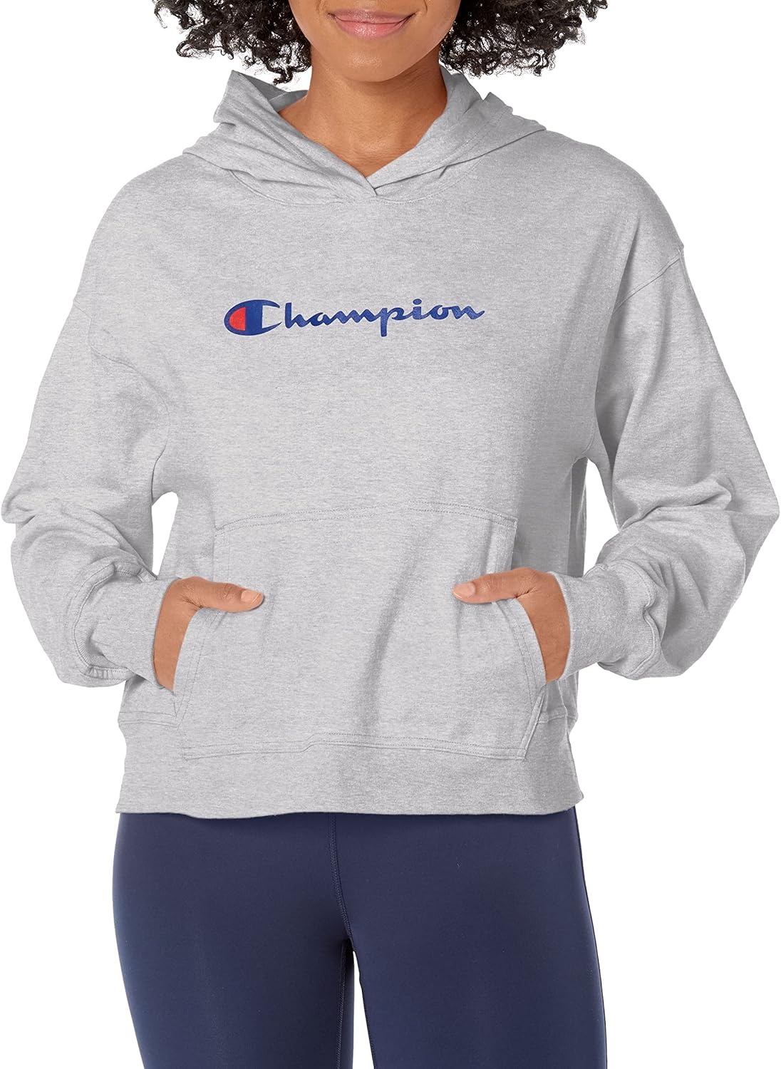 image:imageChampion Womens Pullover Fleece Hoodie Loose Fit Midweight Script Logo Available in Regular and PlusOxford Gray Champion Script