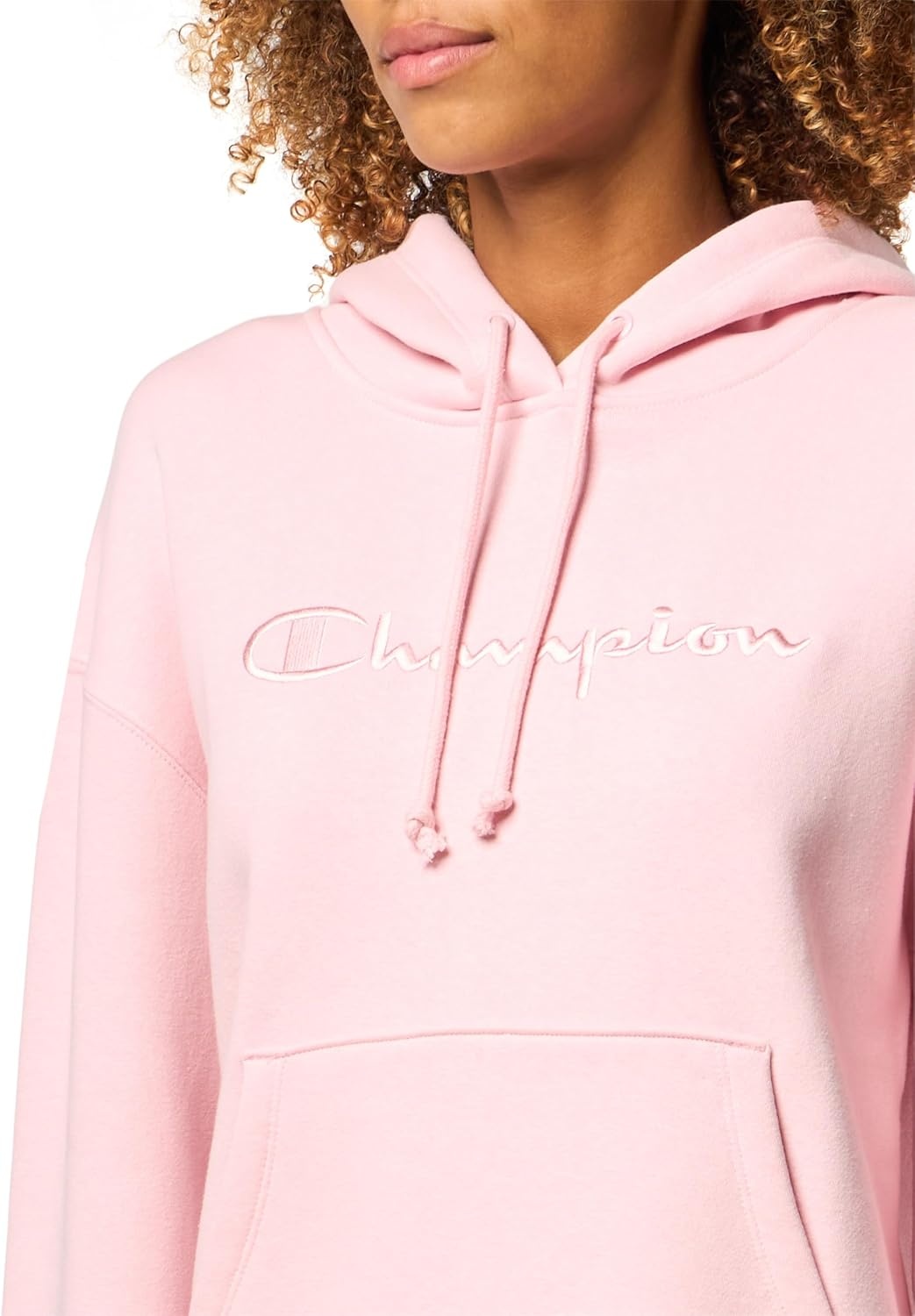 image:imageChampion Womens Pullover Fleece Hoodie Loose Fit Midweight Script Logo Available in Regular and PlusRose Shadow Embroidered Script Logo