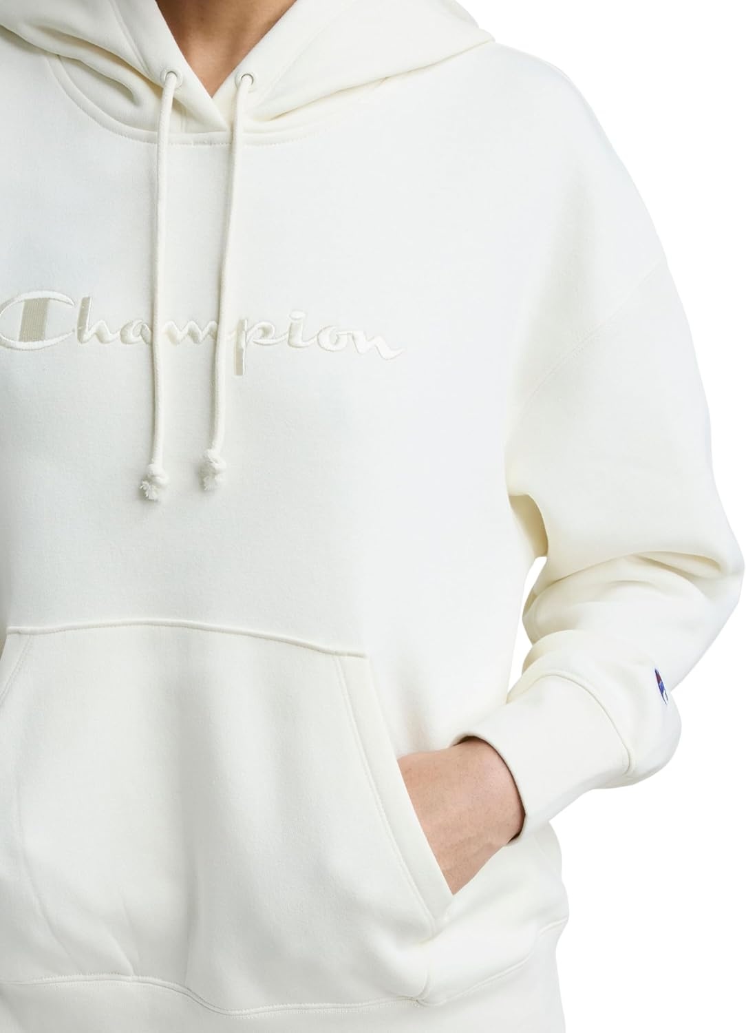 image:imageChampion Womens Pullover Fleece Hoodie Loose Fit Midweight Script Logo Available in Regular and PlusUnbleached Cotton Embroidered Script Logo