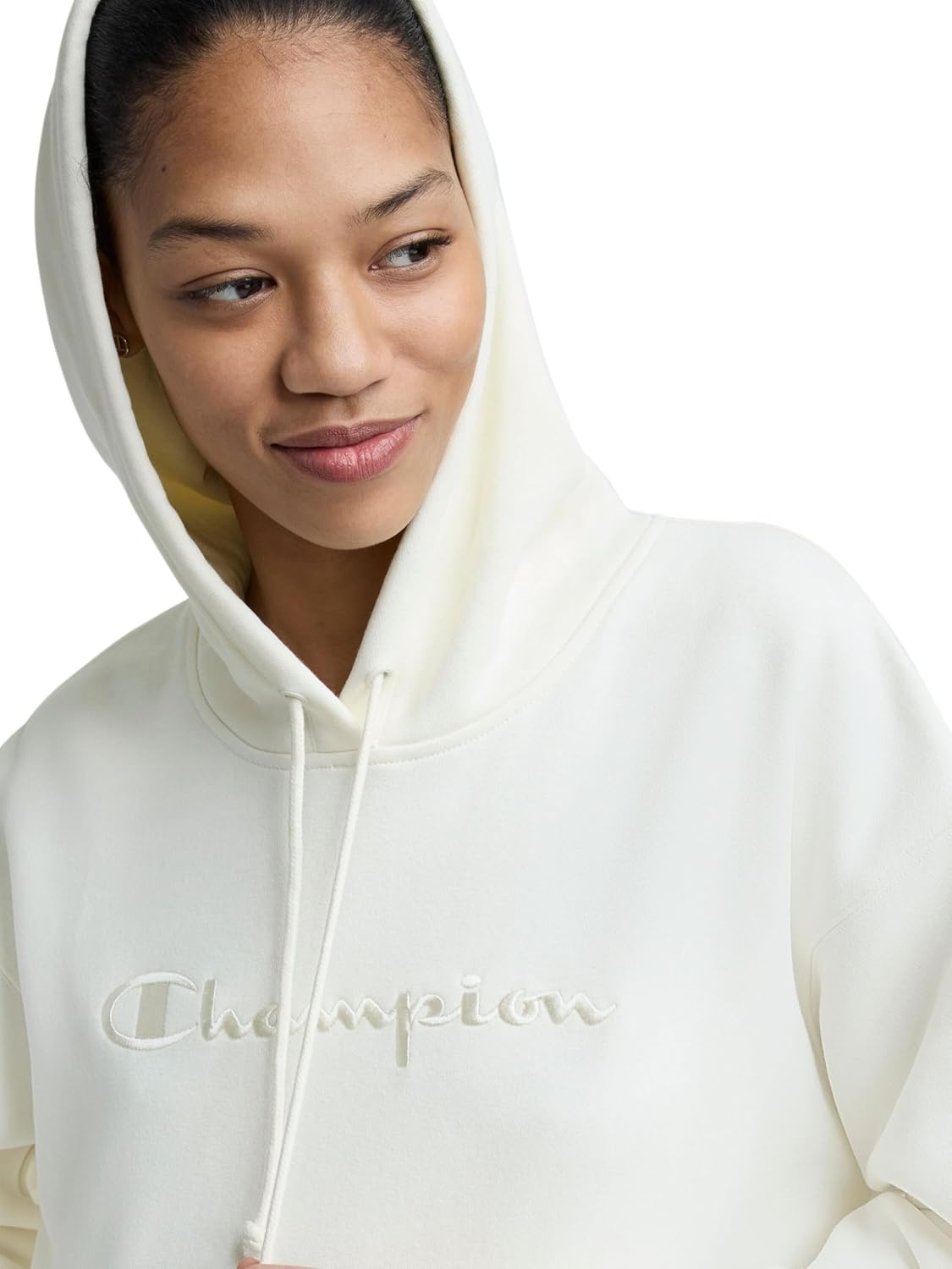 image:imageChampion Womens Pullover Fleece Hoodie Loose Fit Midweight Script Logo Available in Regular and PlusUnbleached Cotton Embroidered Script Logo