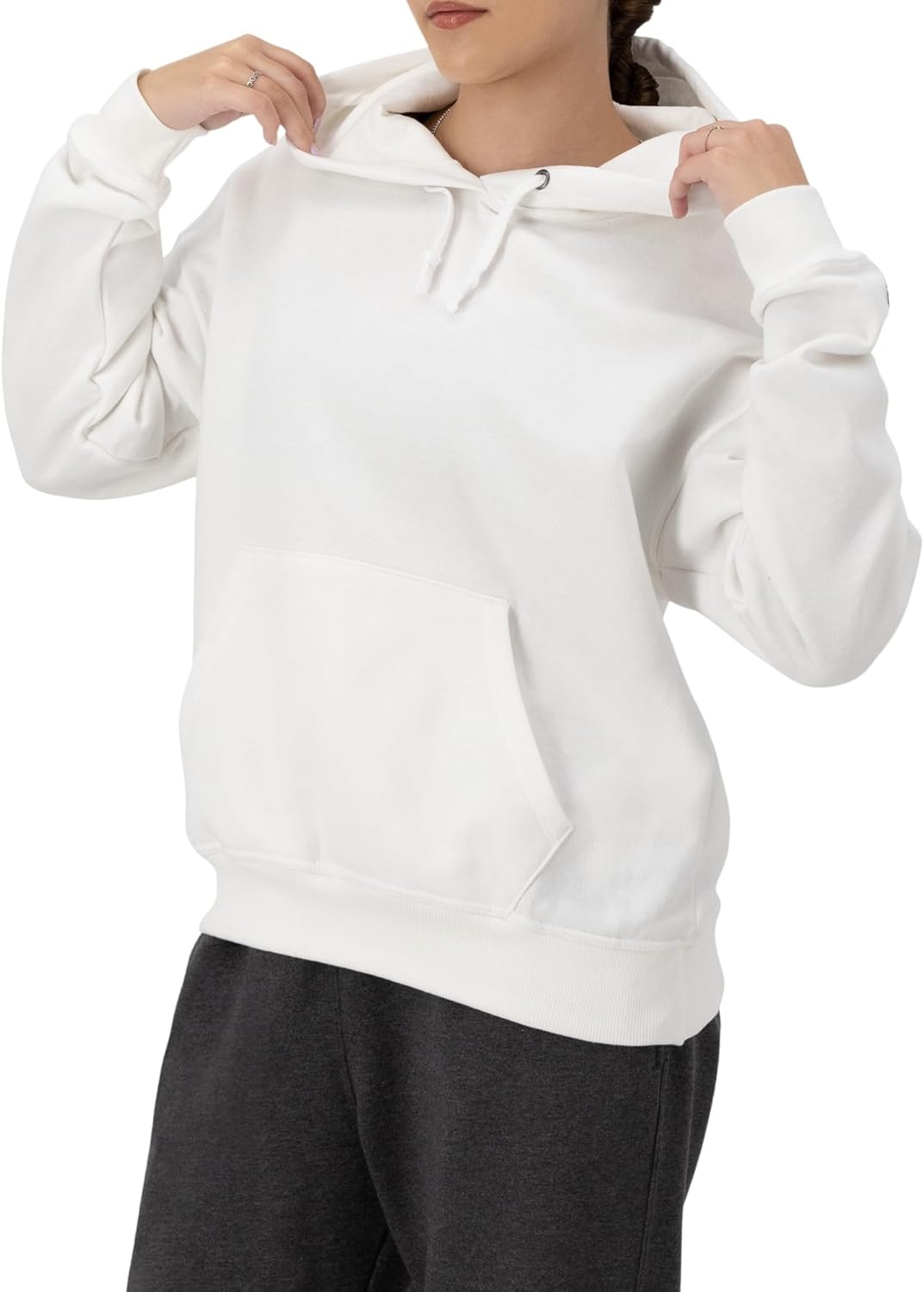 image:imageChampion Womens Pullover Fleece Hoodie Loose Fit Midweight Script Logo Available in Regular and PlusWhite