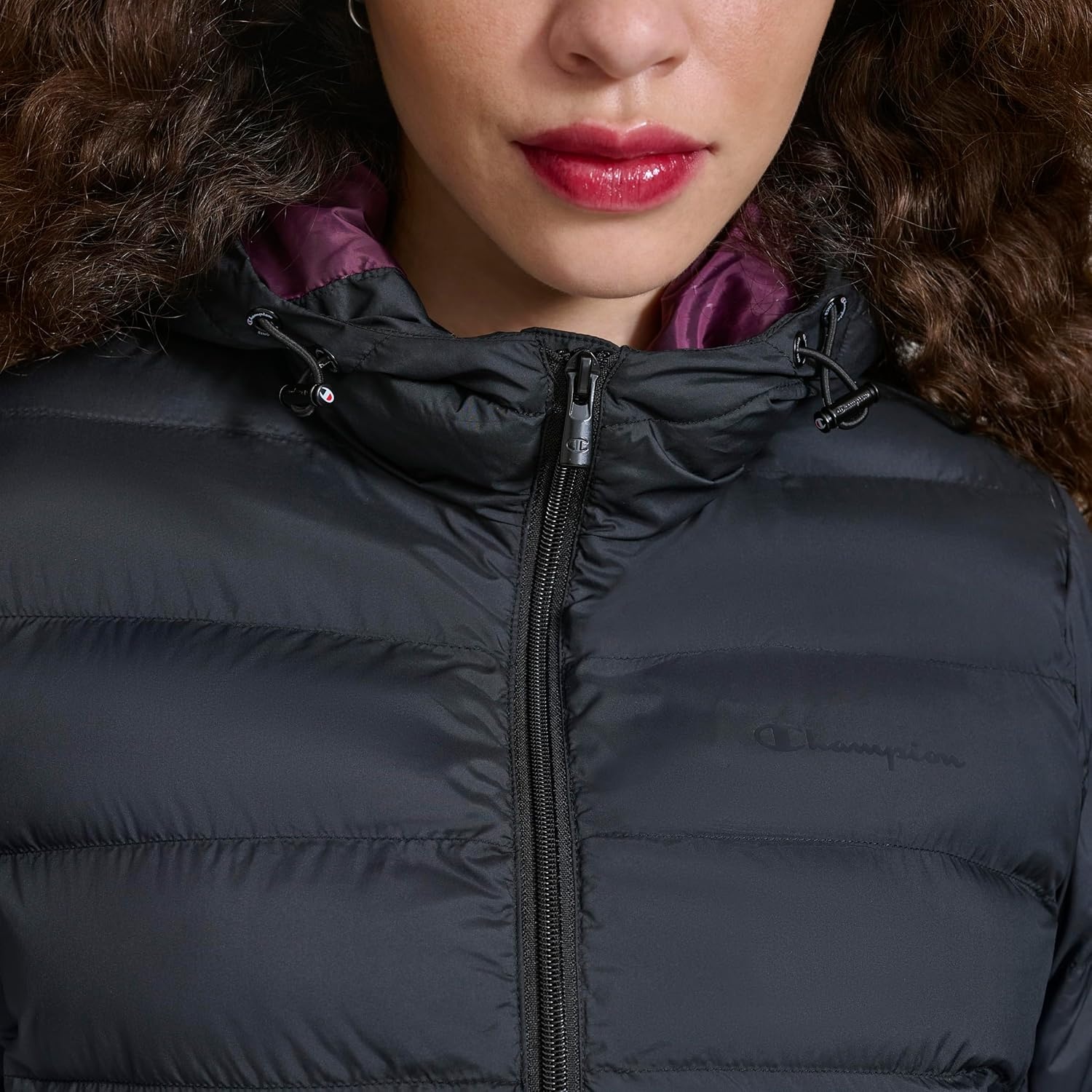 image:imageChampion Womens Quilted Coat Packable Puffer Jacket With HoodBlack