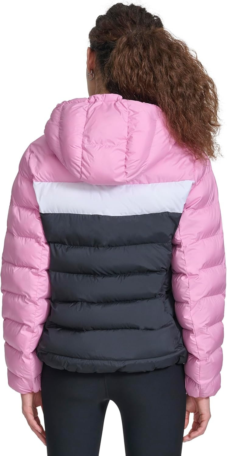 image:imageChampion Womens Quilted Coat Packable Puffer Jacket With HoodMauveNavy Combo