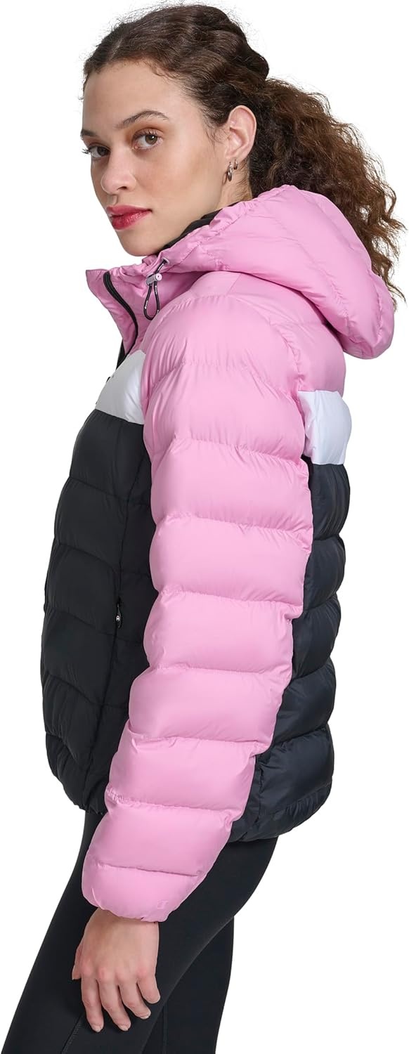 image:imageChampion Womens Quilted Coat Packable Puffer Jacket With HoodMauveNavy Combo