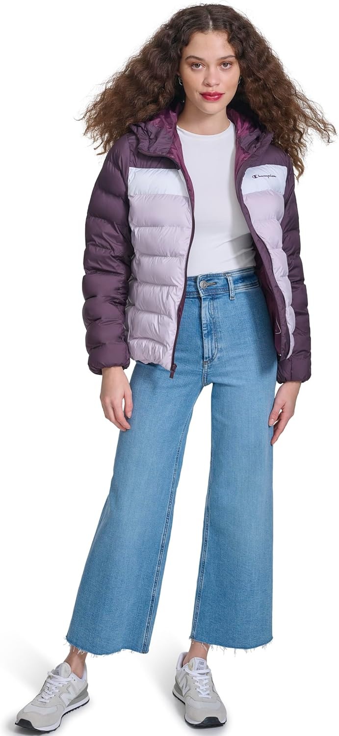 image:imageChampion Womens Quilted Coat Packable Puffer Jacket With HoodPlum Perfect Combo