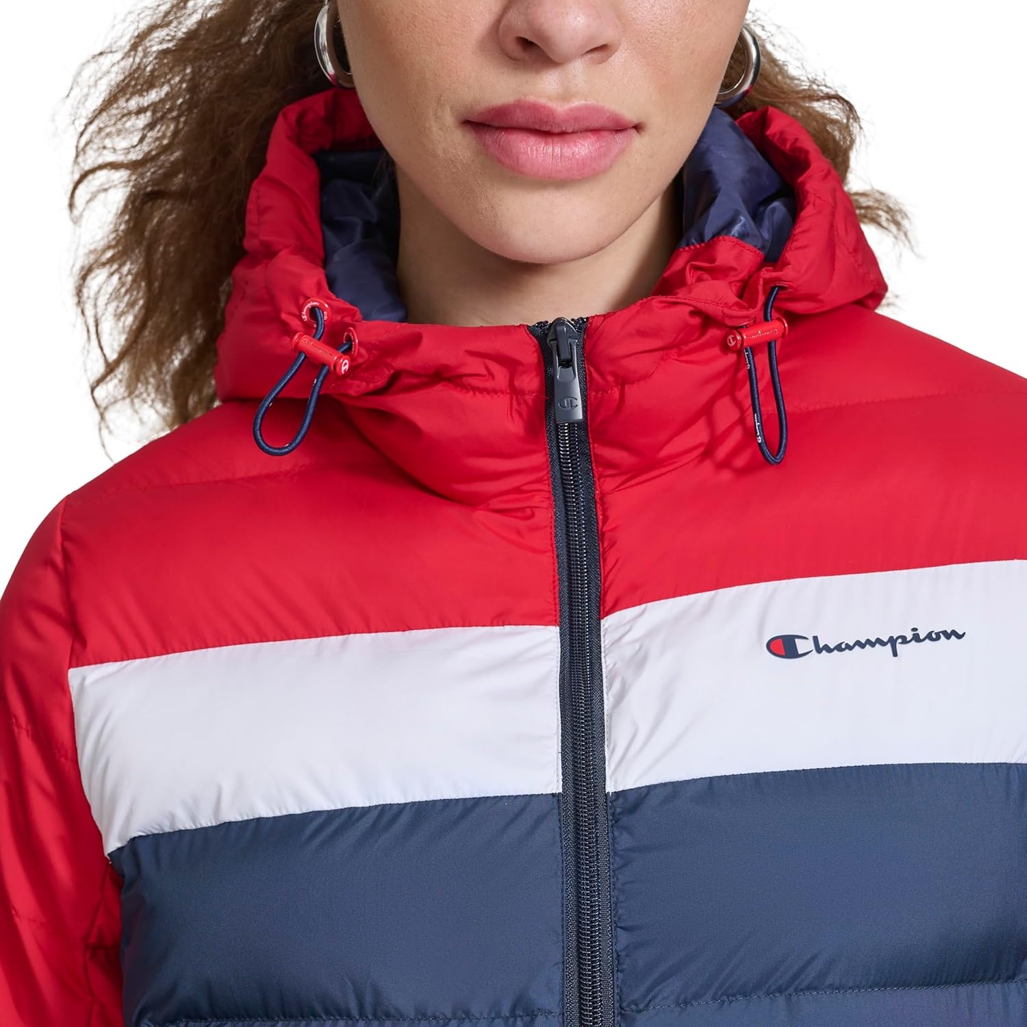 image:imageChampion Womens Quilted Coat Packable Puffer Jacket With HoodRedNavy Combo