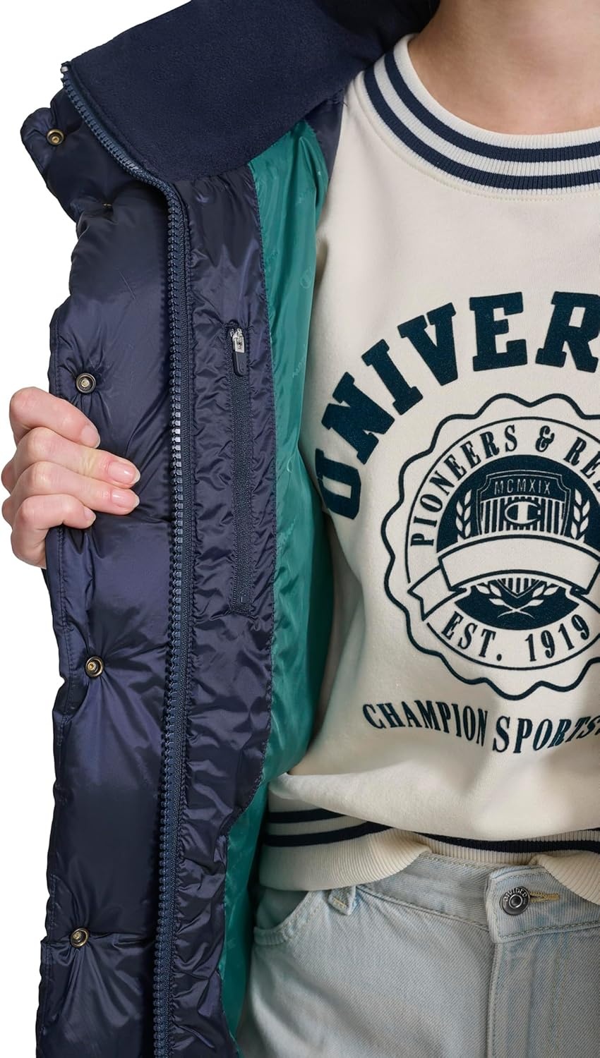 image:imageChampion Womens Quilted Midweight Puffer Jacket With HoodNavy
