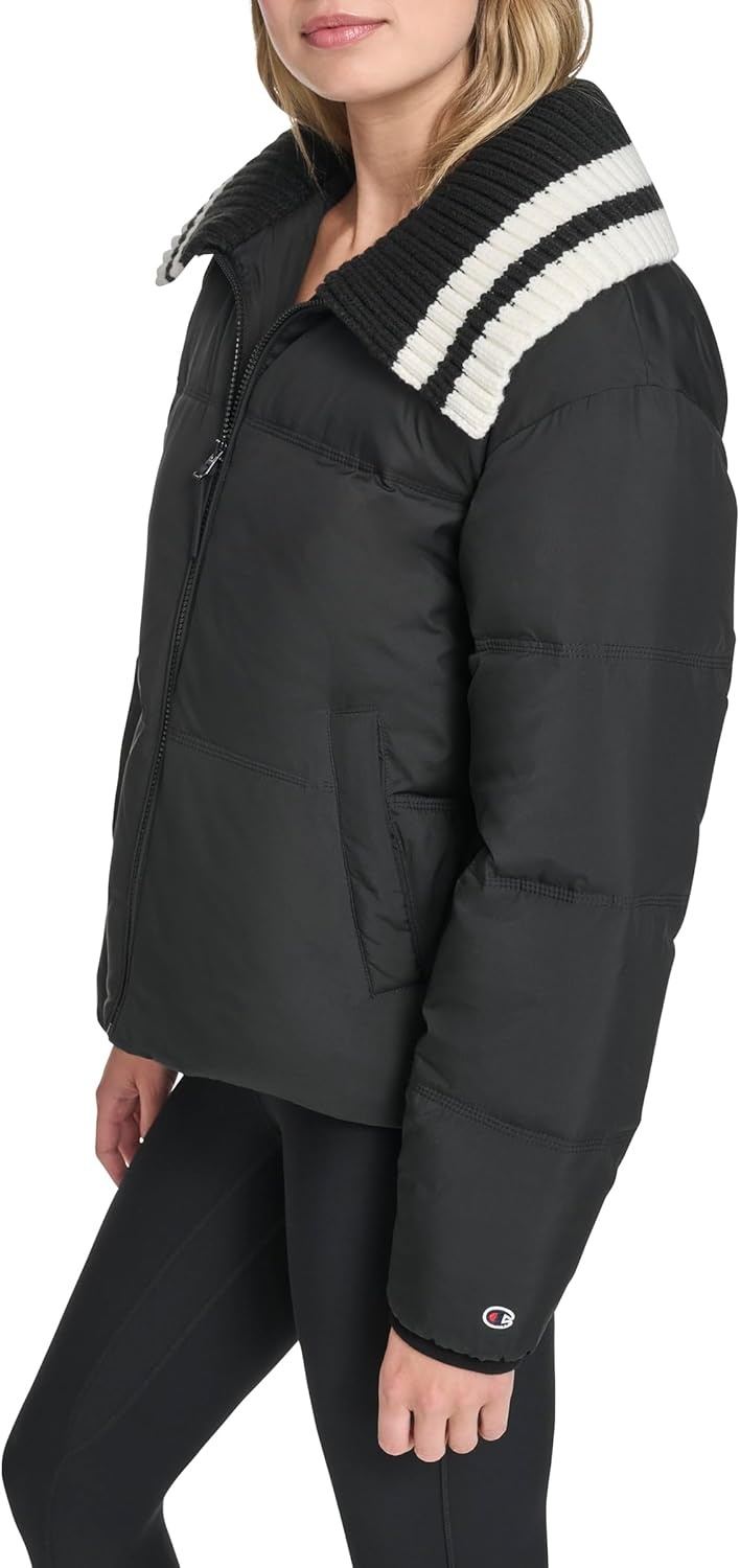 image:imageChampion Womens Quilted Shawl Collar Puffer JacketBlack