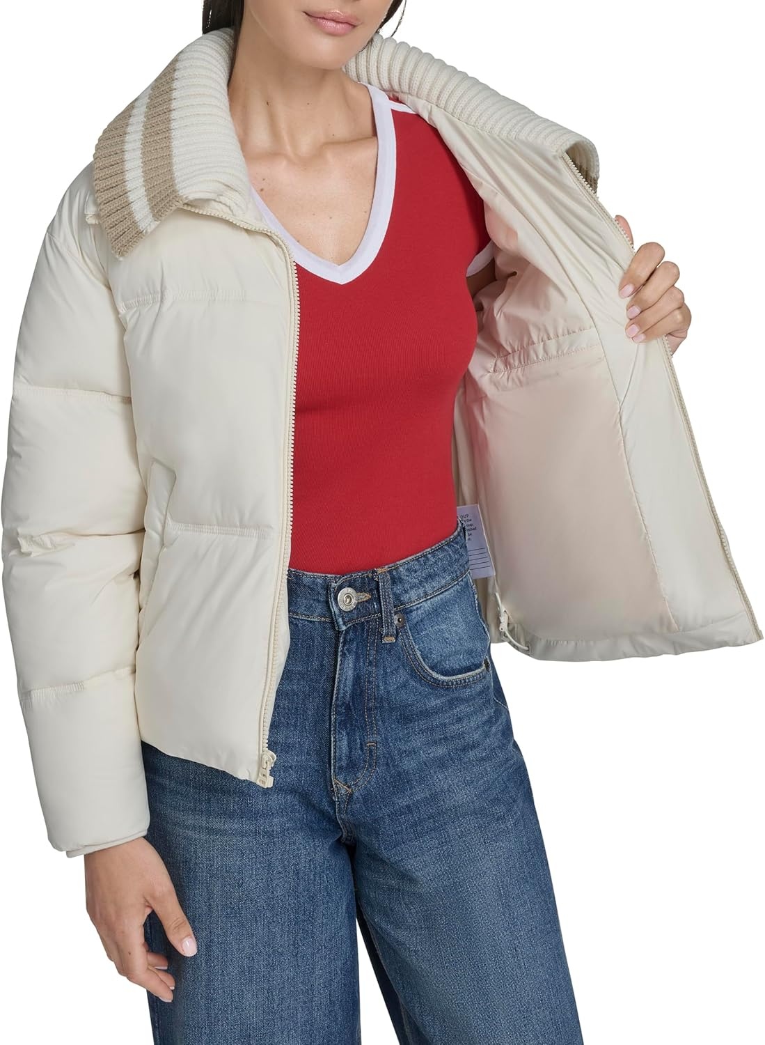 image:imageChampion Womens Quilted Shawl Collar Puffer JacketWhite