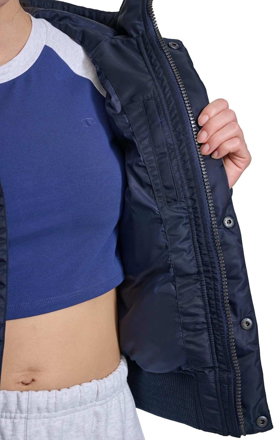image:imageChampion Womens Quilted Snorkel Puffer Jacket With HoodNavy