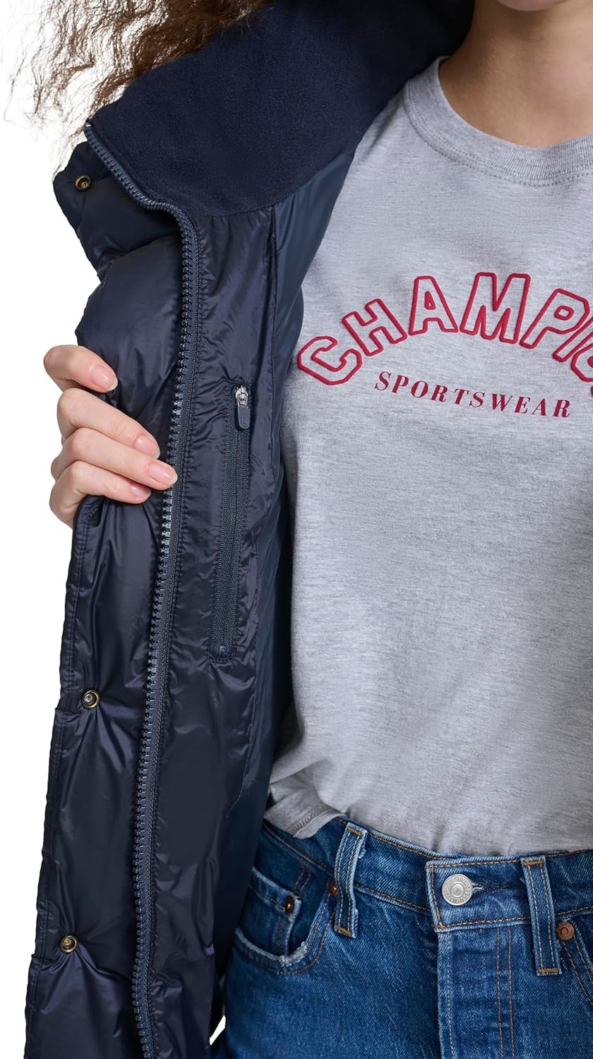 image:imageChampion Womens Satin Quilted Puffer Vest With Stand CollarNavy
