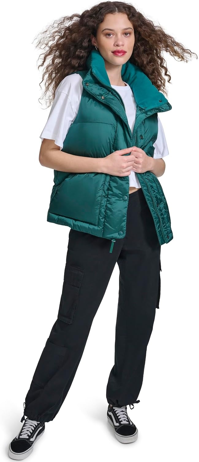 image:imageChampion Womens Satin Quilted Puffer Vest With Stand CollarRainforest
