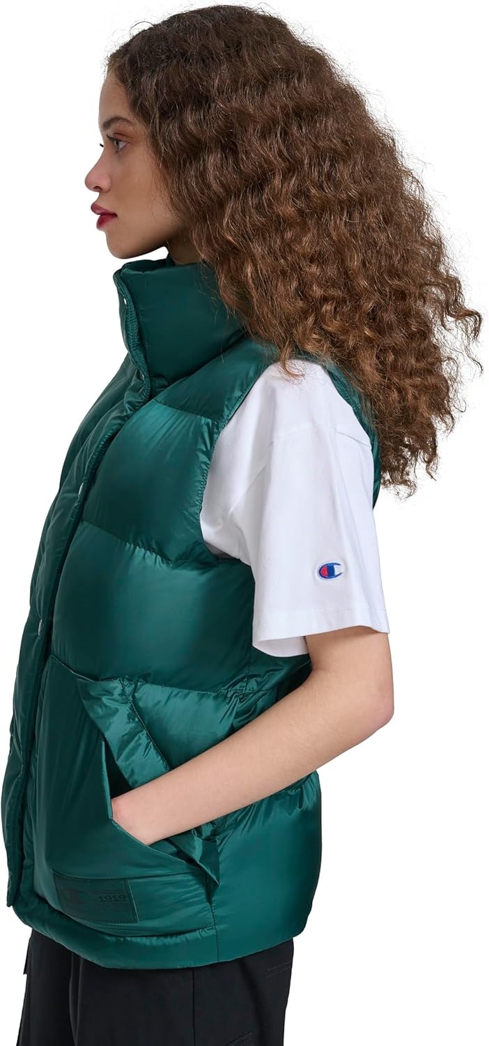 image:imageChampion Womens Satin Quilted Puffer Vest With Stand CollarRainforest