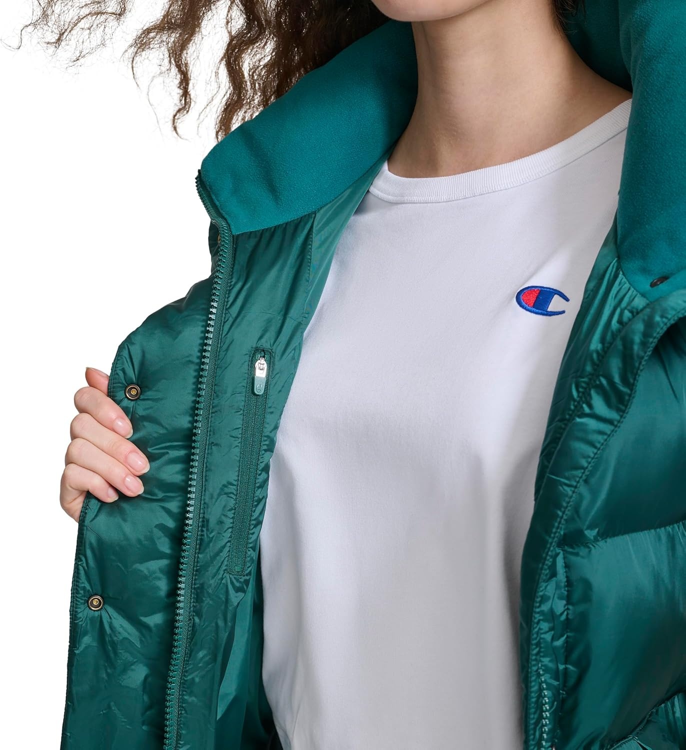 image:imageChampion Womens Satin Quilted Puffer Vest With Stand CollarRainforest