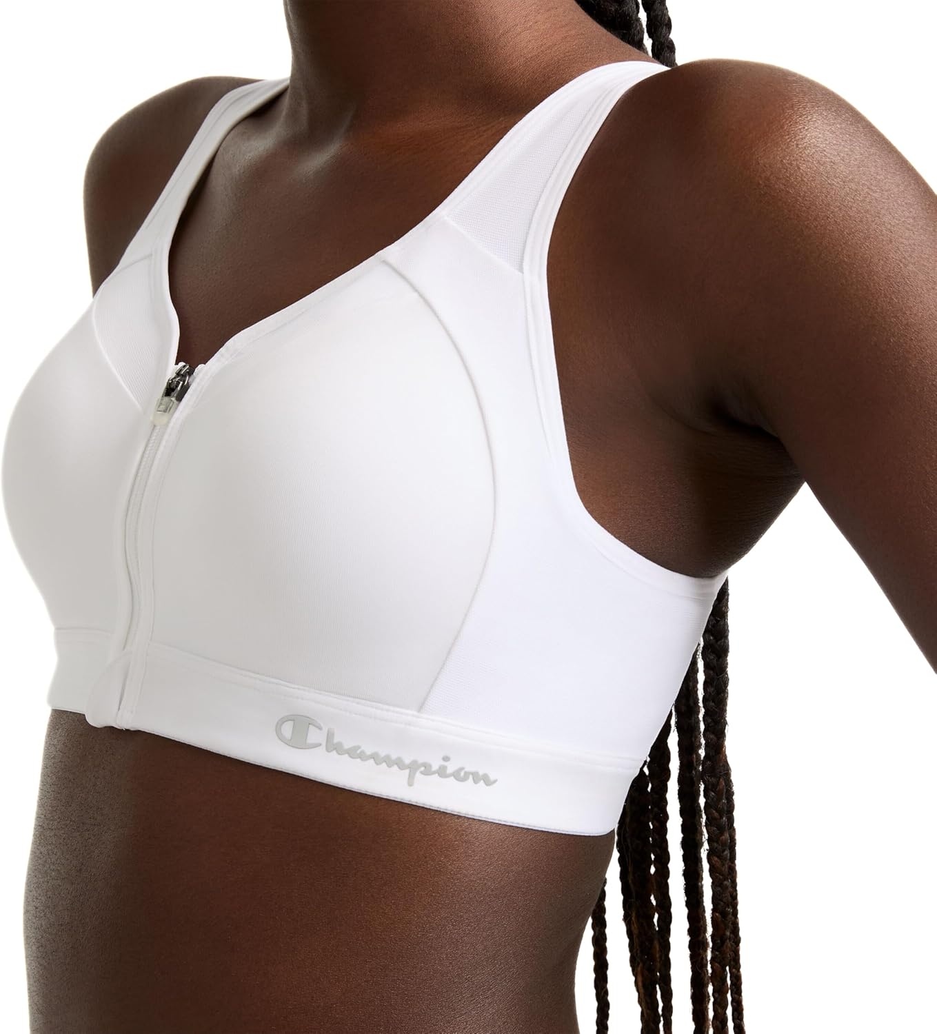 image:imageChampion Womens Sports Bra Motion Control FrontZip HighImpact Maximum Support Breathable MoistureWickingBright White