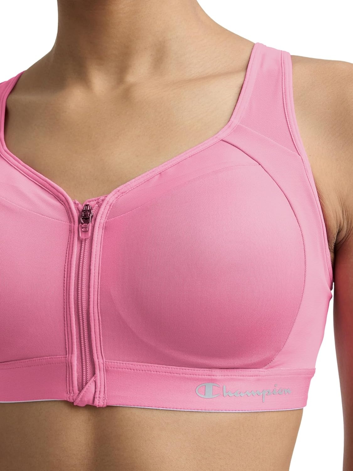 image:imageChampion Womens Sports Bra Motion Control FrontZip HighImpact Maximum Support Breathable MoistureWickingPink Cosmos
