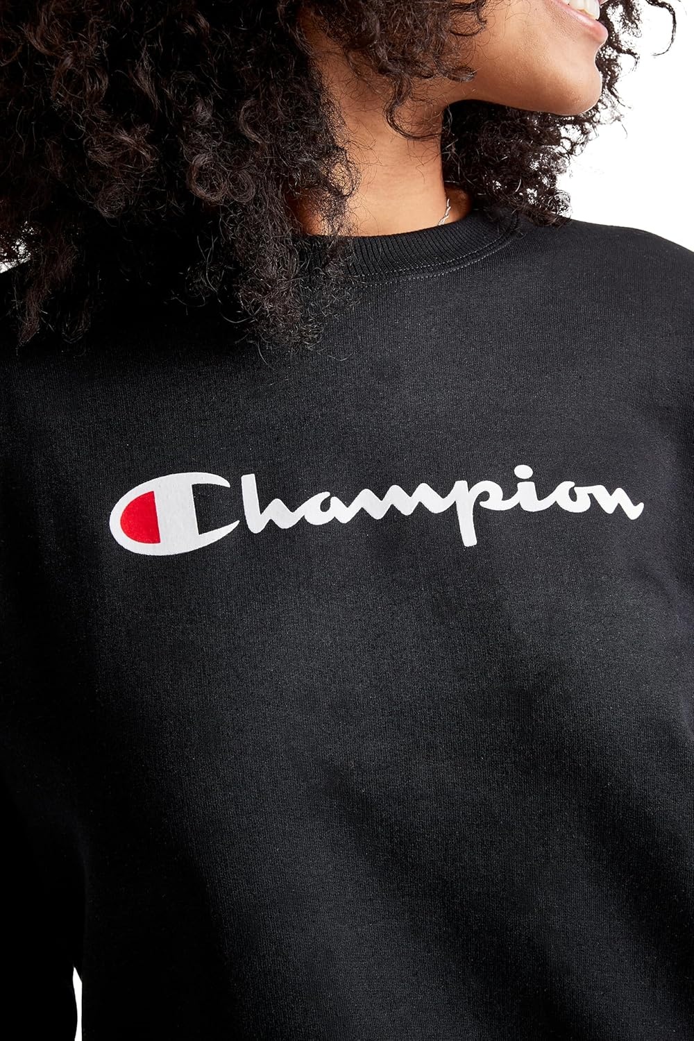image:imageChampion Womens Sweatshirt Fleece Crewneck Sweatshirt Warm Sweatshirt for Women Plus Size AvailableBlack Classic Script Logo