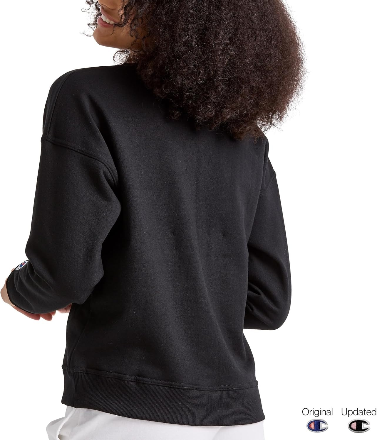image:imageChampion Womens Sweatshirt Fleece Crewneck Sweatshirt Warm Sweatshirt for Women Plus Size AvailableBlack Classic Script Logo