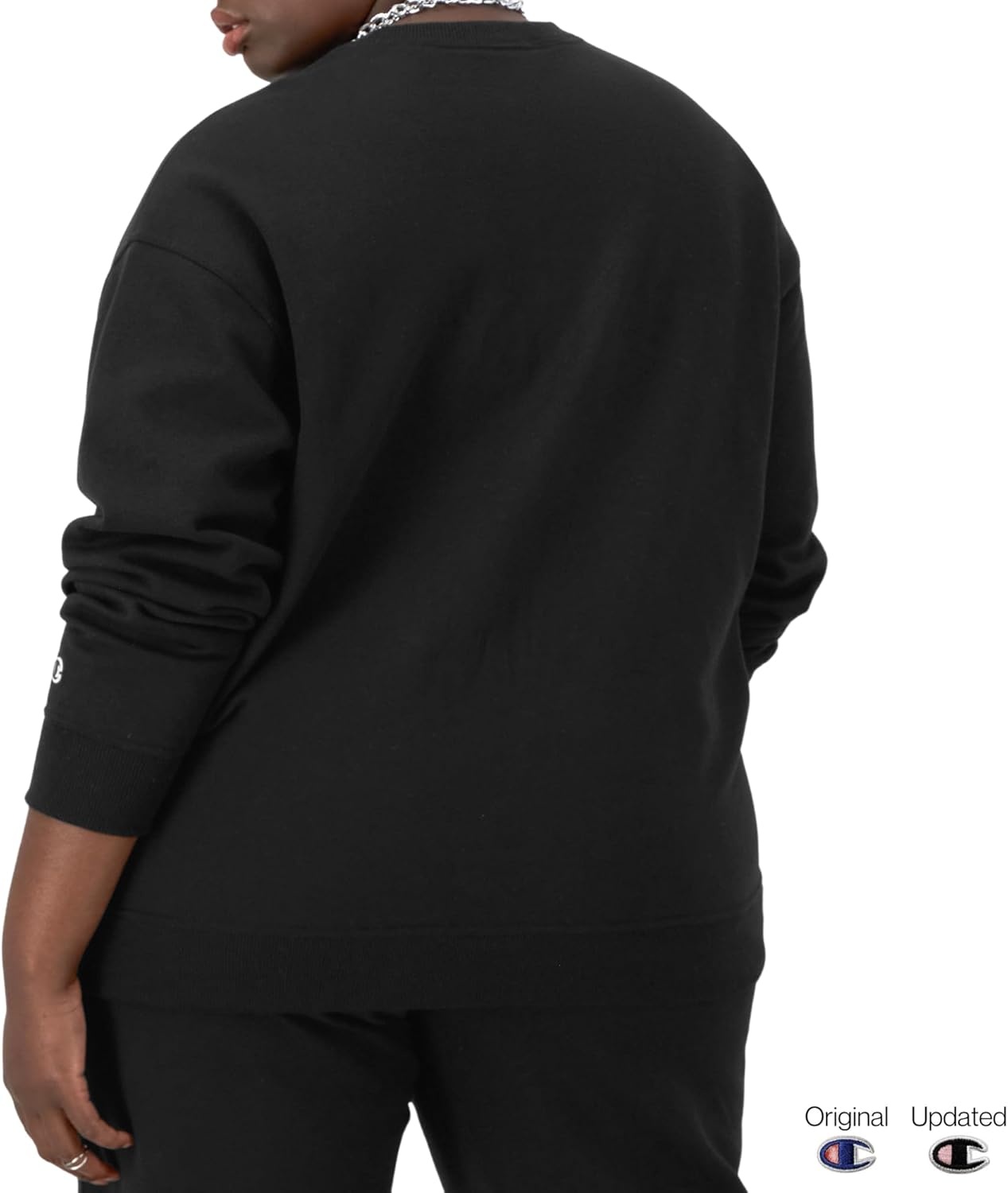 image:imageChampion Womens Sweatshirt Fleece Crewneck Sweatshirt Warm Sweatshirt for Women Plus Size AvailableBlack Classic Script Logo