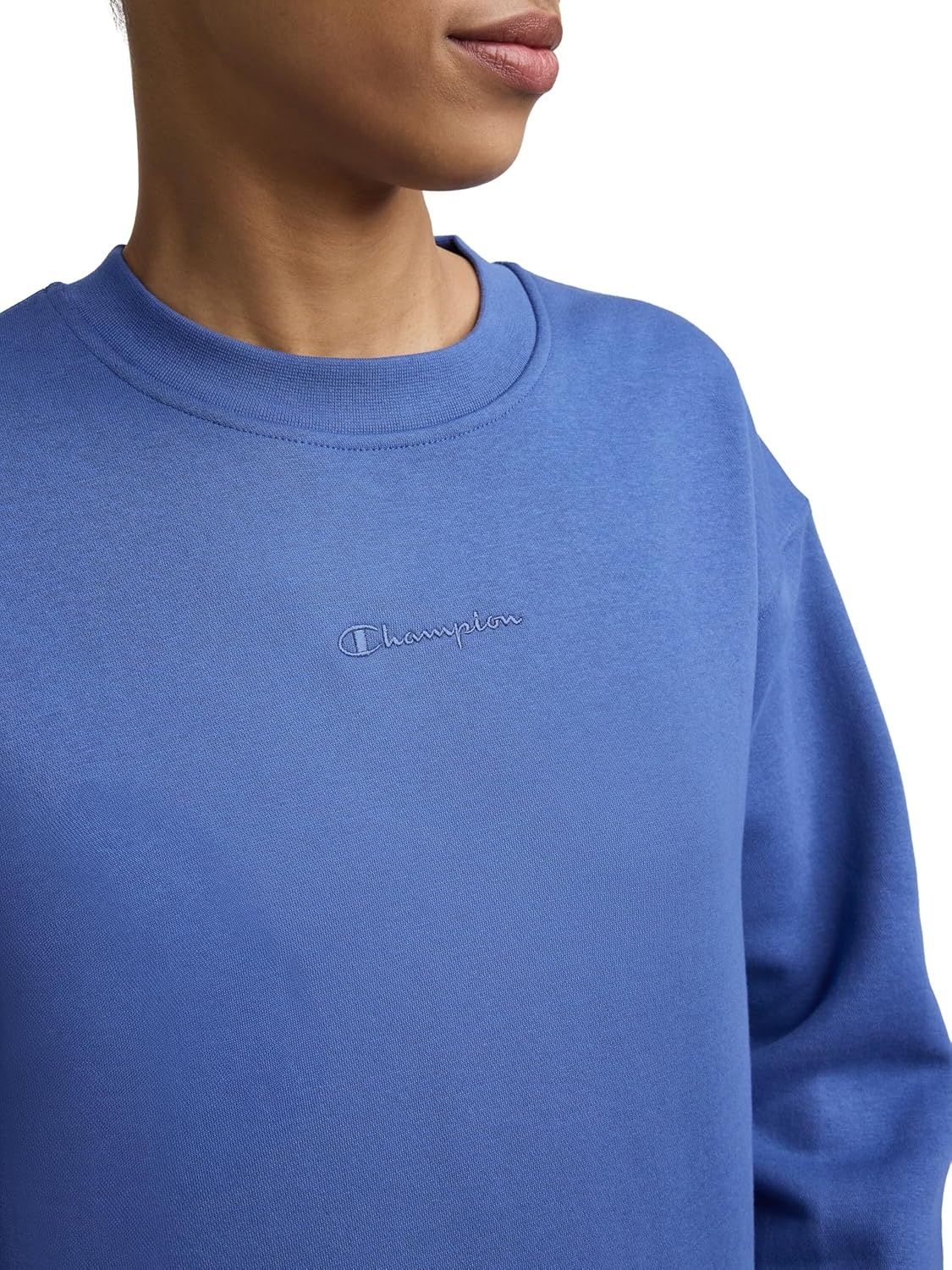 image:imageChampion Womens Sweatshirt Fleece Crewneck Sweatshirt Warm Sweatshirt for Women Plus Size AvailableCoastal Fjord Tonal Script Logo