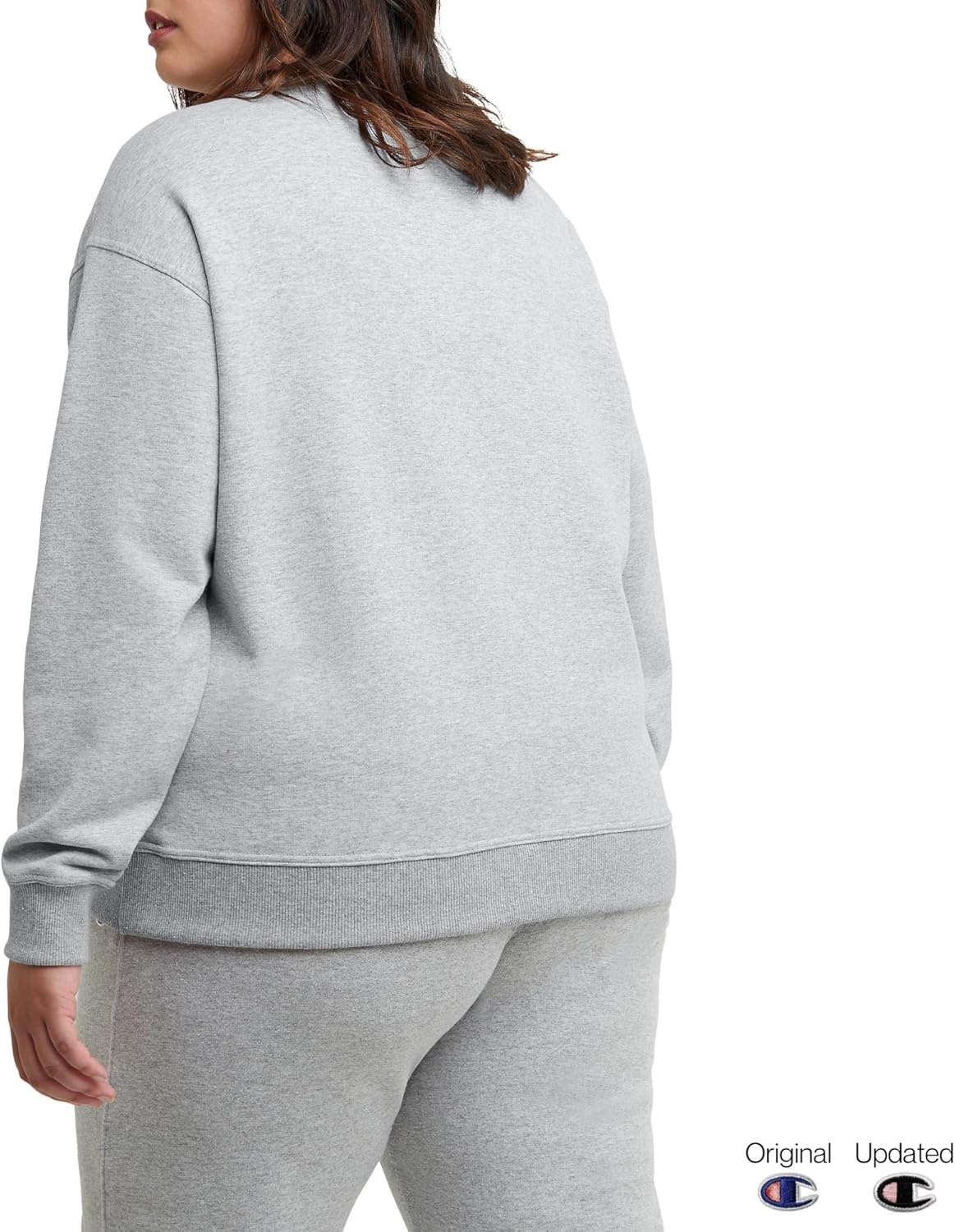 image:imageChampion Womens Sweatshirt Fleece Crewneck Sweatshirt Warm Sweatshirt for Women Plus Size AvailableOxford Gray Classic Script Logo