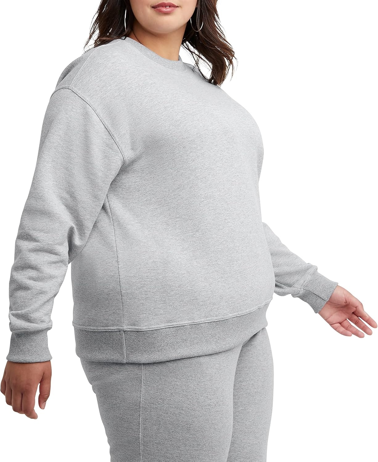 image:imageChampion Womens Sweatshirt Fleece Crewneck Sweatshirt Warm Sweatshirt for Women Plus Size AvailableOxford Gray Classic Script Logo