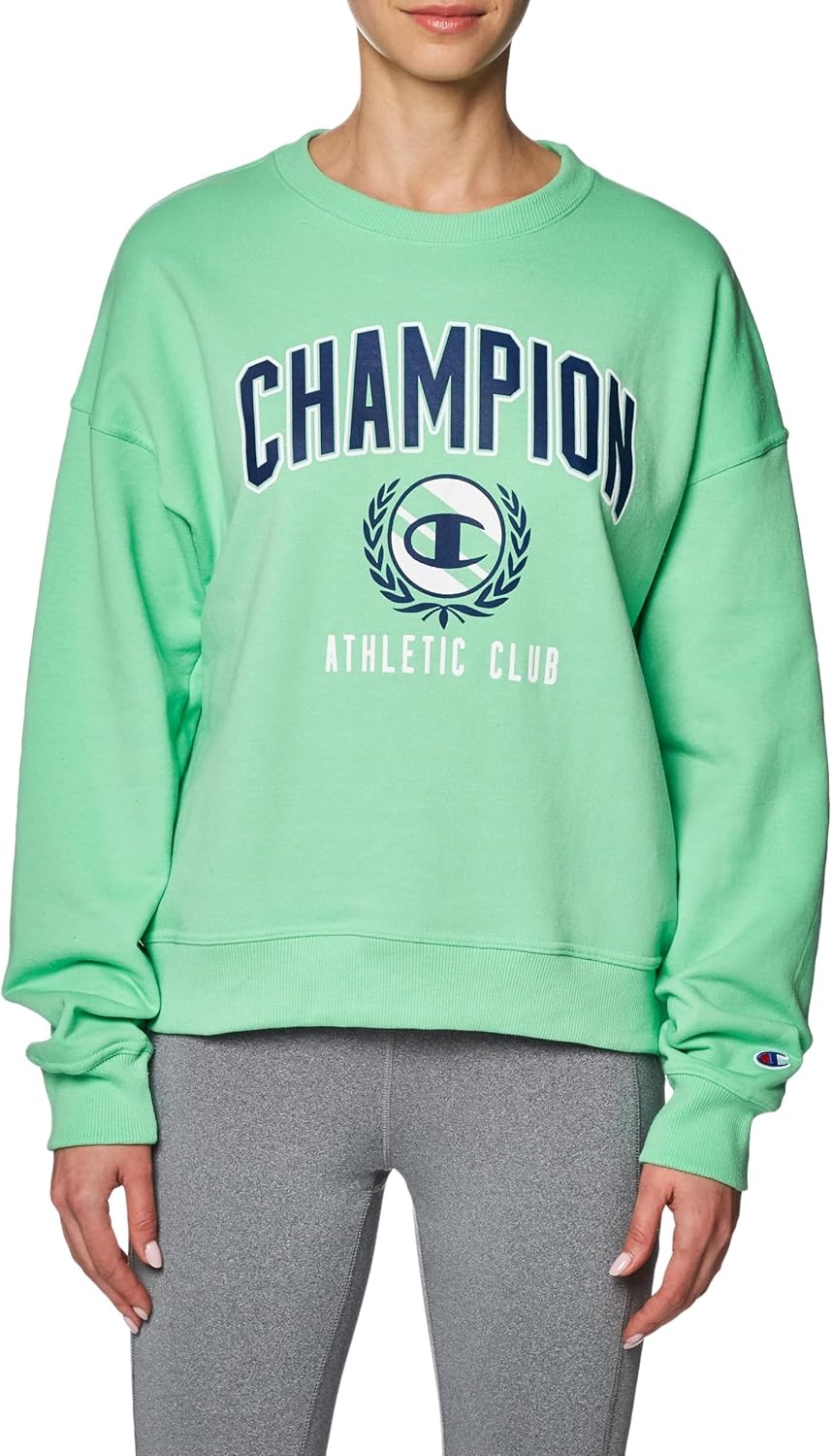 image:imageChampion Womens Sweatshirt Fleece Crewneck Sweatshirt Warm Sweatshirt for Women Plus Size AvailableSpring Green Champion Athletic Club