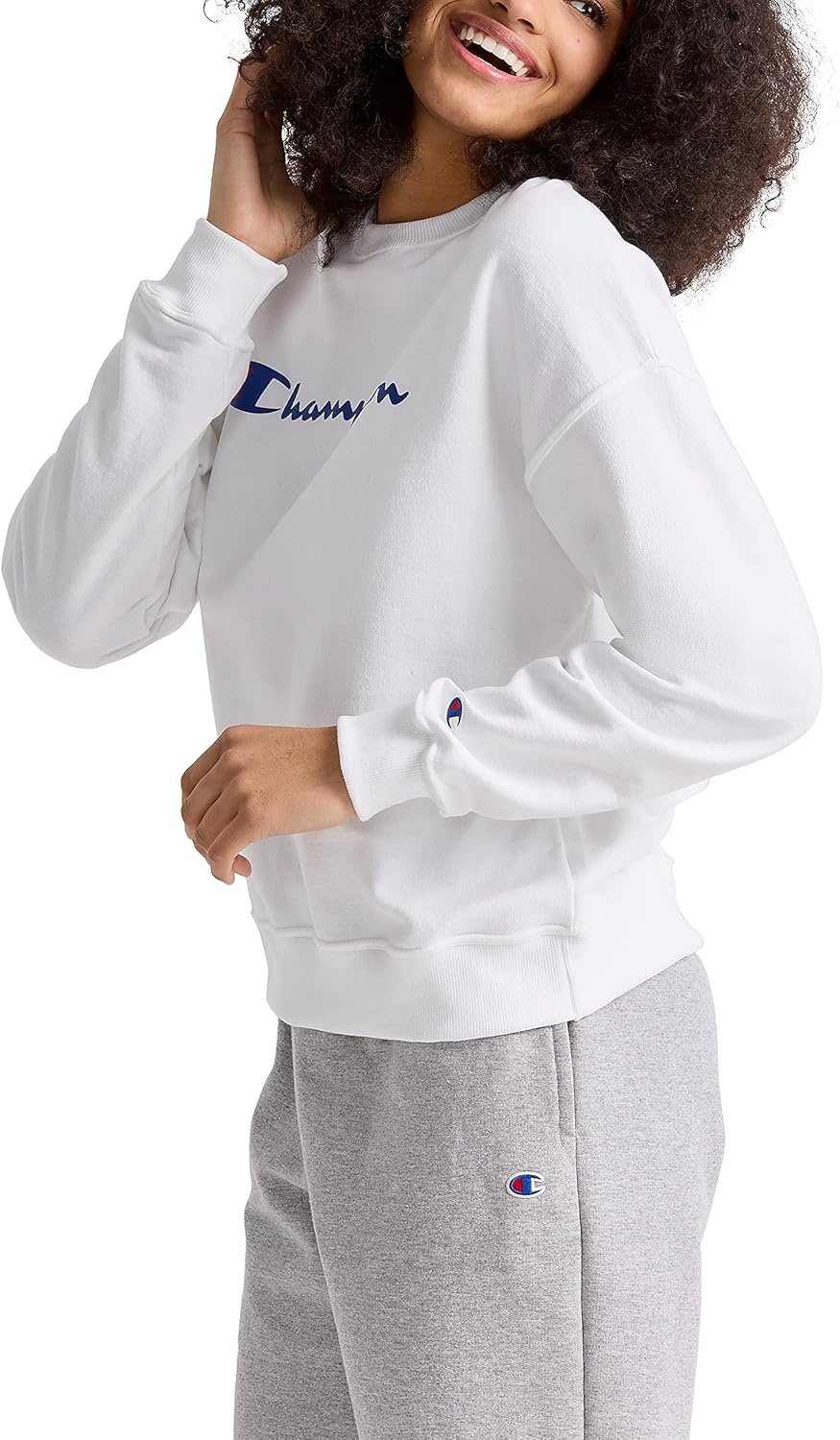 image:imageChampion Womens Sweatshirt Fleece Crewneck Sweatshirt Warm Sweatshirt for Women Plus Size AvailableWhite Script